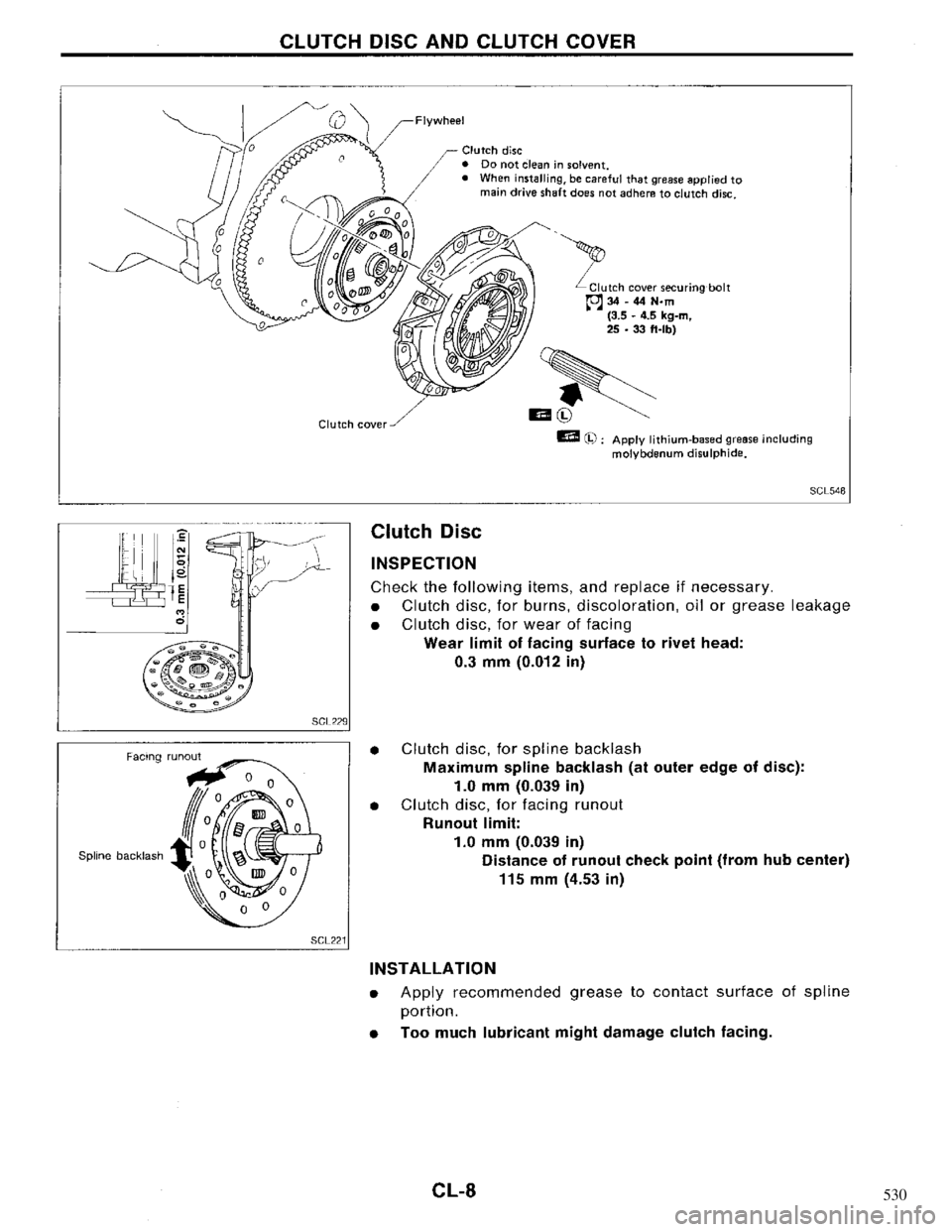 NISSAN MAXIMA 1994 A32 / 4.G Clutch Workshop Manual 530 