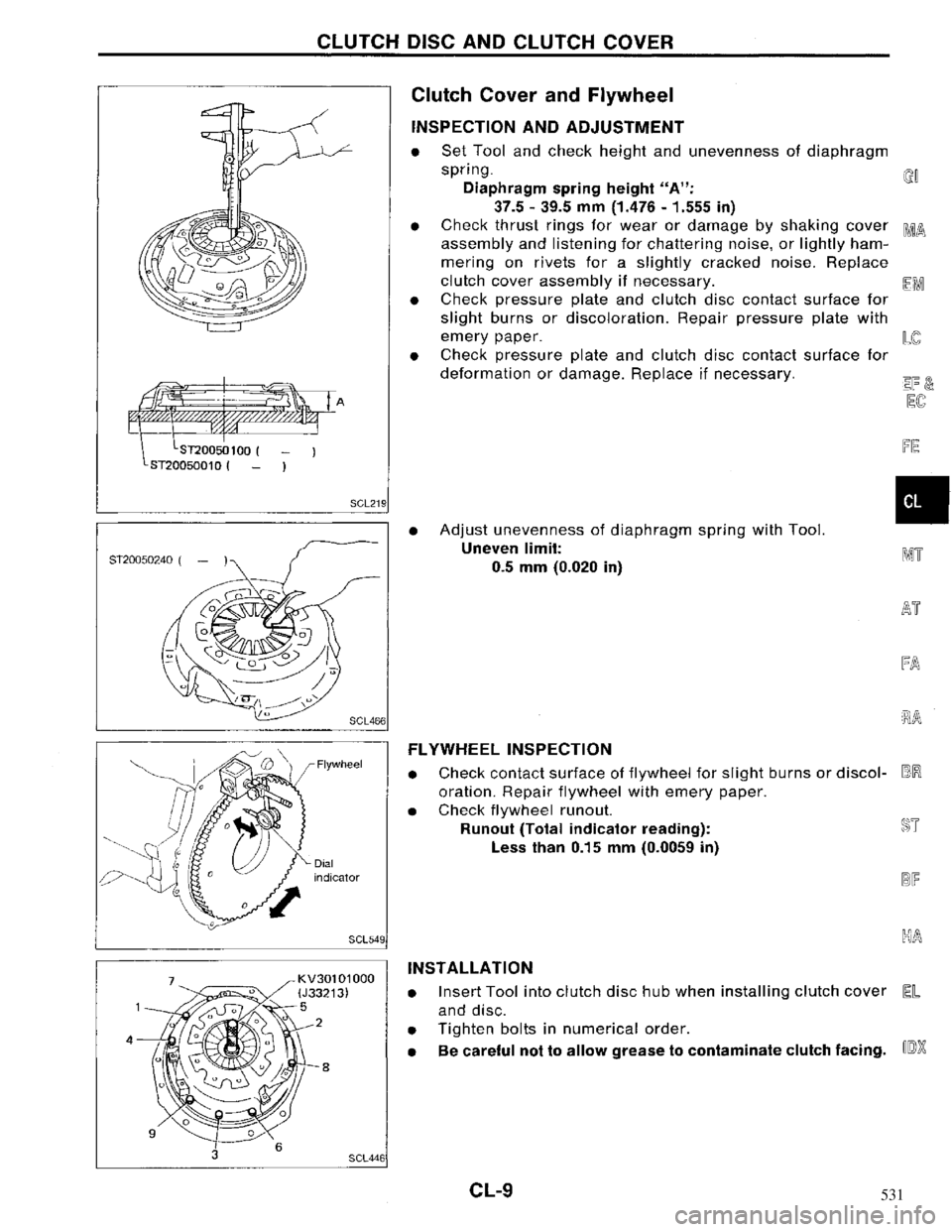 NISSAN MAXIMA 1994 A32 / 4.G Clutch Workshop Manual 531 