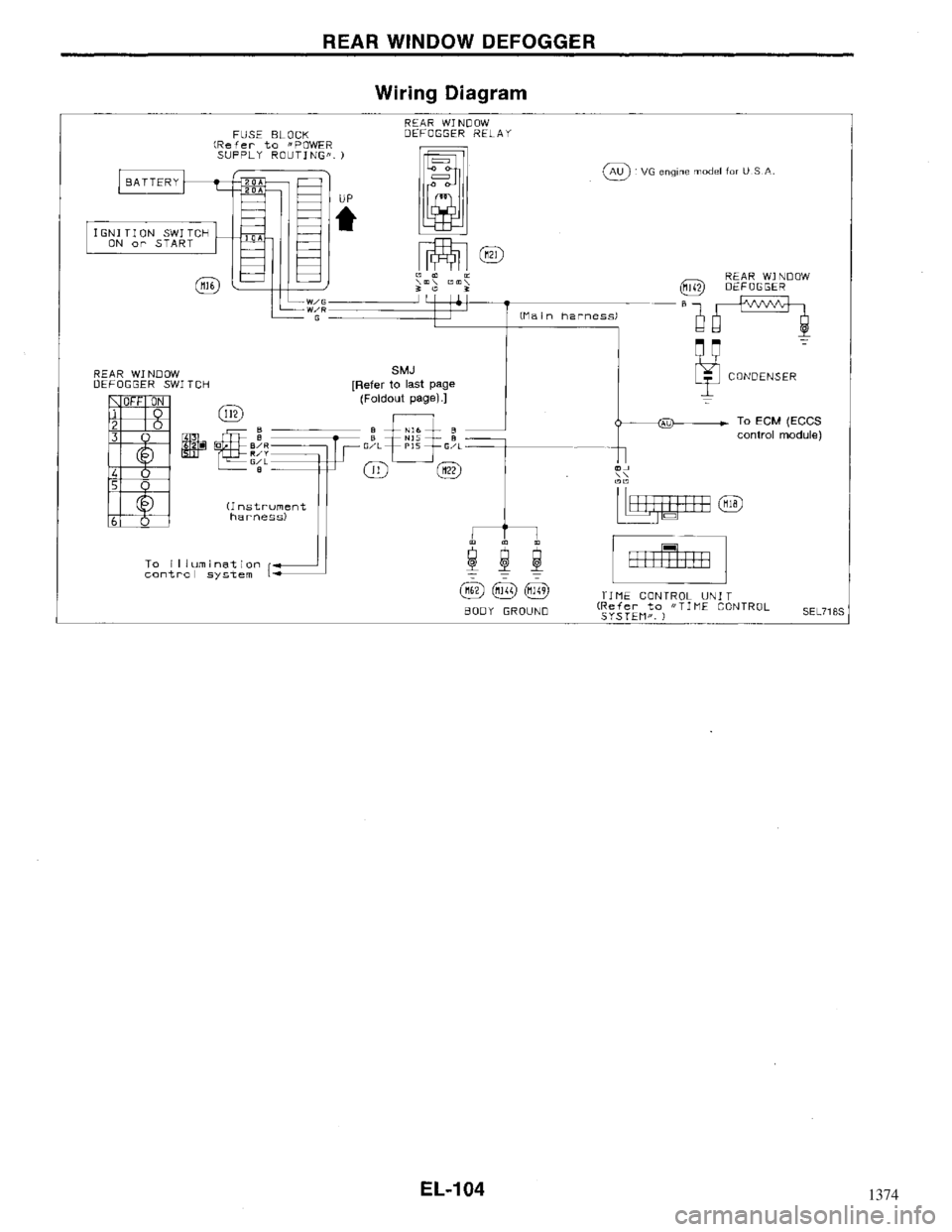 NISSAN MAXIMA 1994 A32 / 4.G Electrical System Workshop Manual 1374 NISSAN MAXIMA 1994 A32 / 4.G Electrical System Workshop Manual 1374