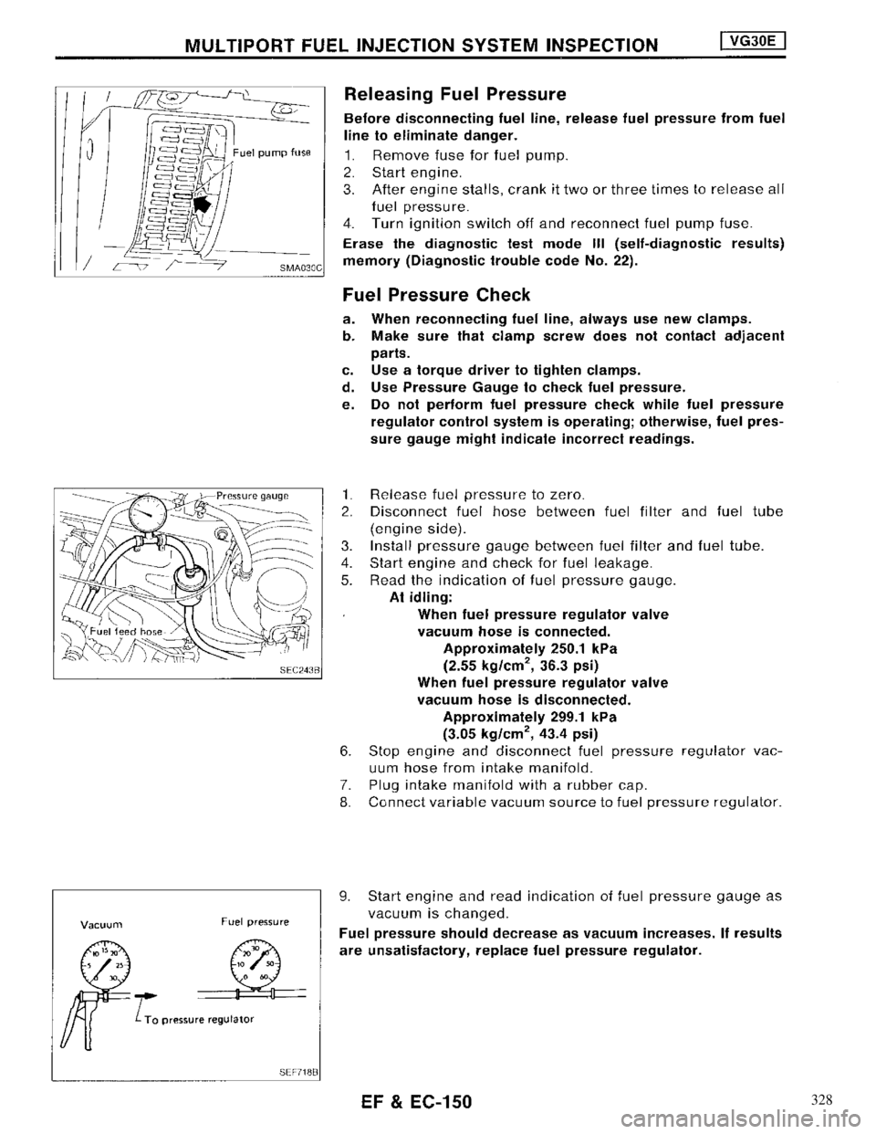NISSAN MAXIMA 1994 A32 / 4.G Engine Fuel And Emission Control System Workshop Manual 328 