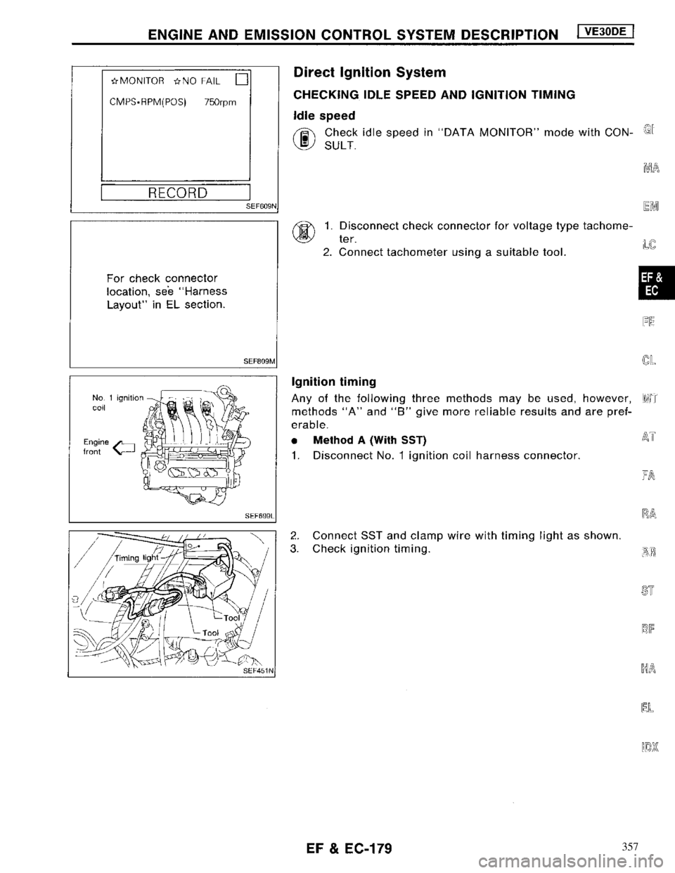 NISSAN MAXIMA 1994 A32 / 4.G Engine Fuel And Emission Control System Workshop Manual 357 