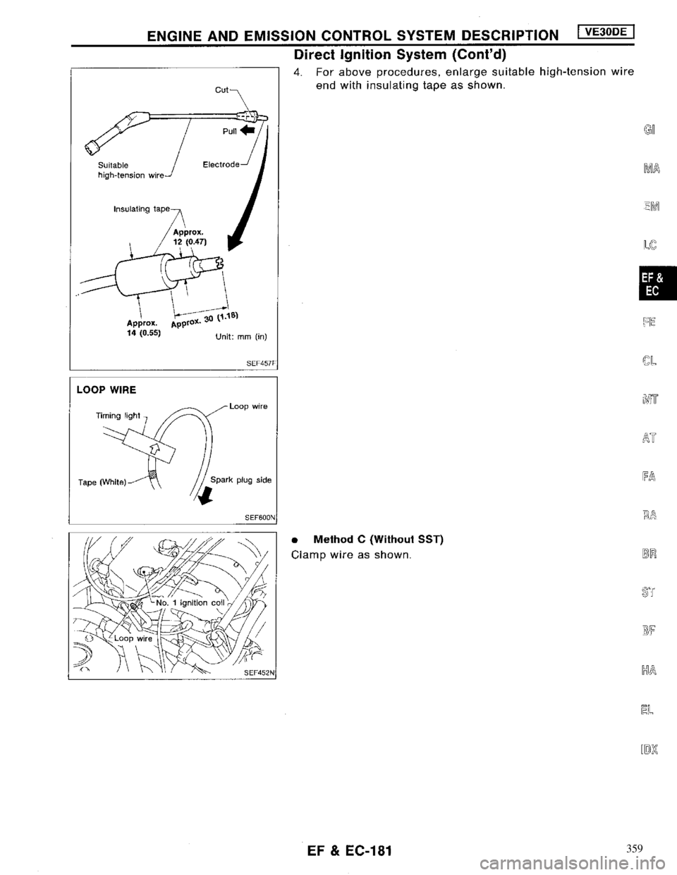 NISSAN MAXIMA 1994 A32 / 4.G Engine Fuel And Emission Control System Workshop Manual 359 