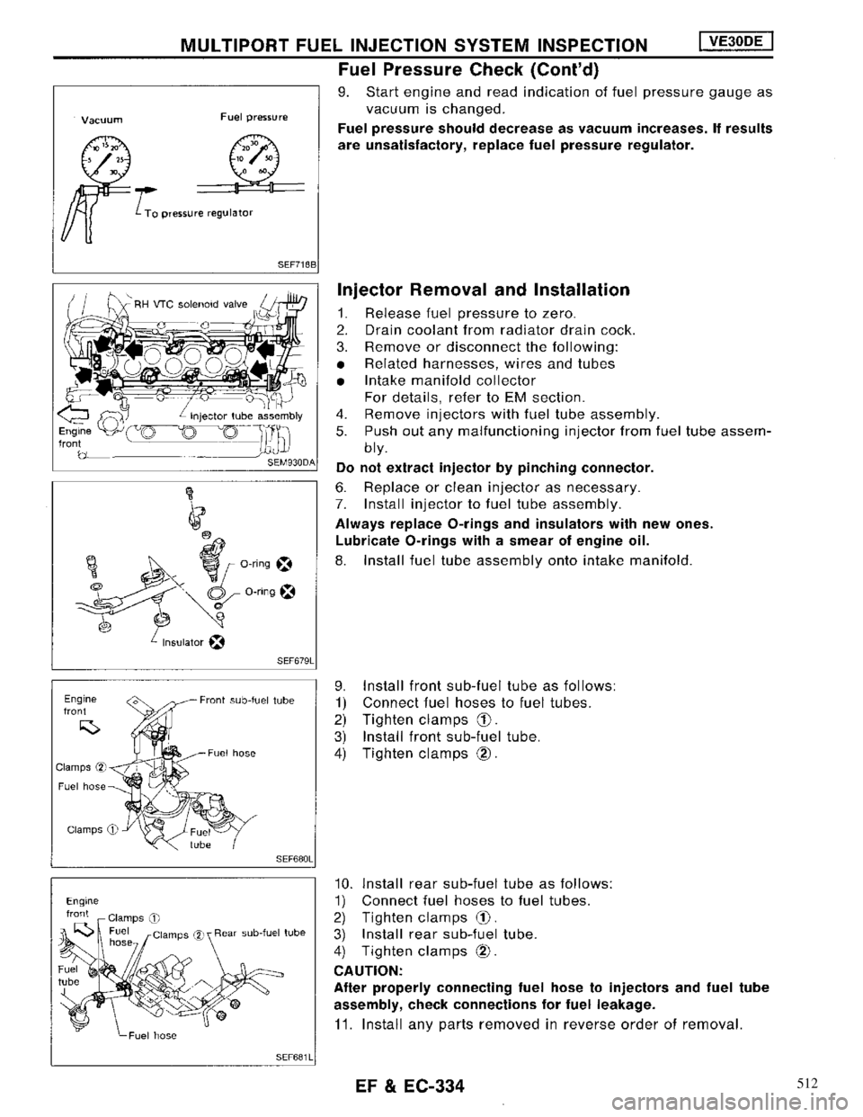 NISSAN MAXIMA 1994 A32 / 4.G Engine Fuel And Emission Control System Workshop Manual 512 