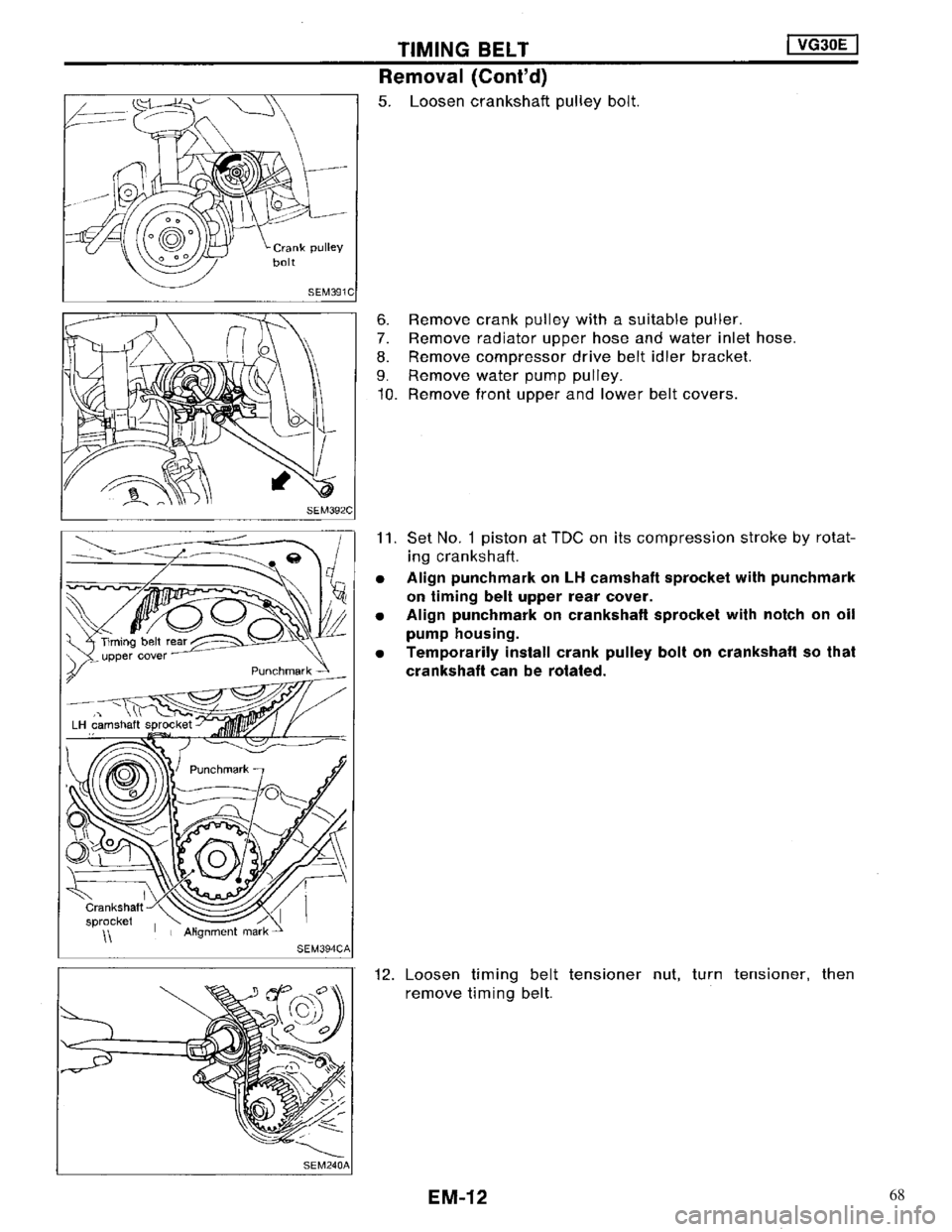 NISSAN MAXIMA 1994 A32 / 4.G Engine Mechanical User Guide 68 