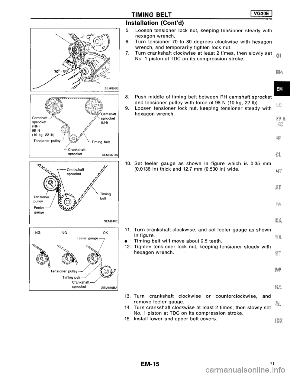 NISSAN MAXIMA 1994 A32 / 4.G Engine Mechanical User Guide 71 