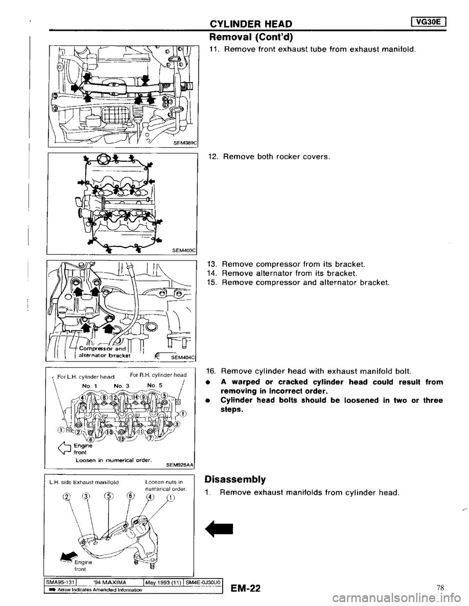 NISSAN MAXIMA 1994 A32 / 4.G Engine Mechanical Owners Manual 78 NISSAN MAXIMA 1994 A32 / 4.G Engine Mechanical Owners Manual 78
