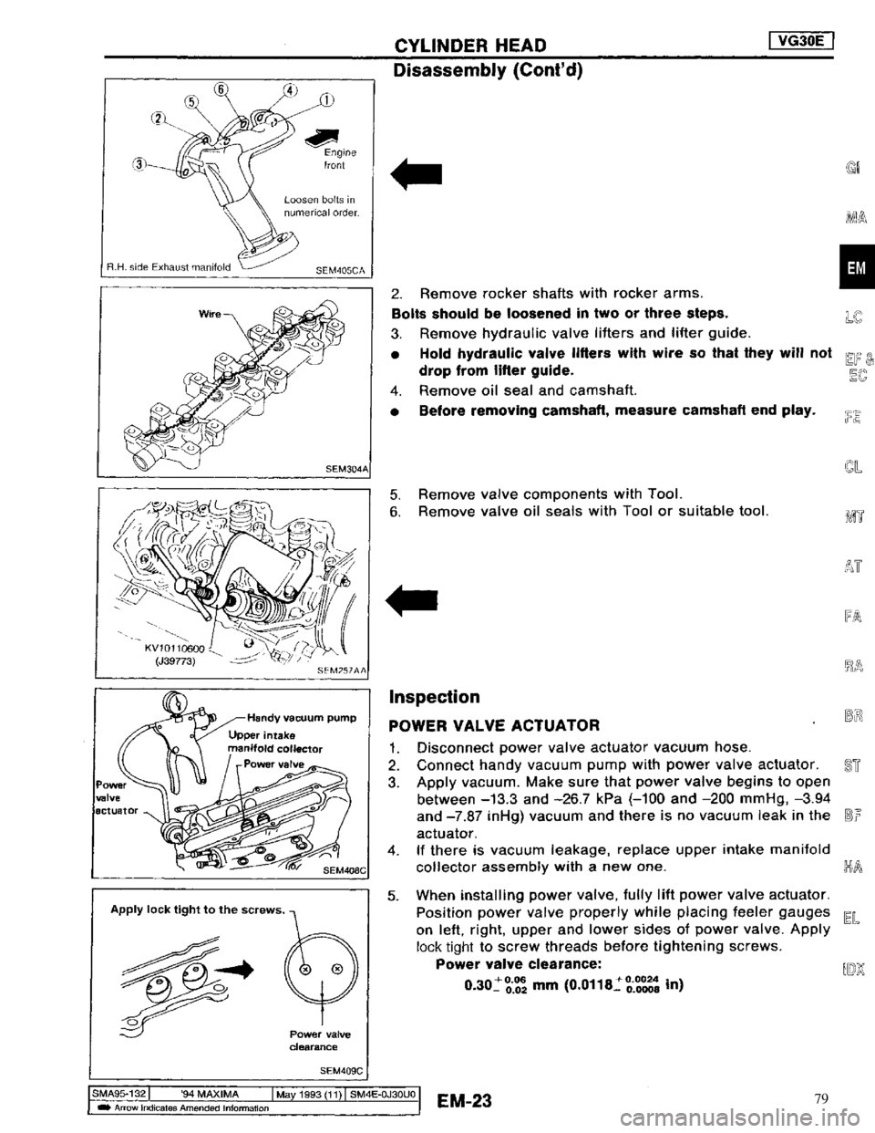 NISSAN MAXIMA 1994 A32 / 4.G Engine Mechanical Owners Manual 79 