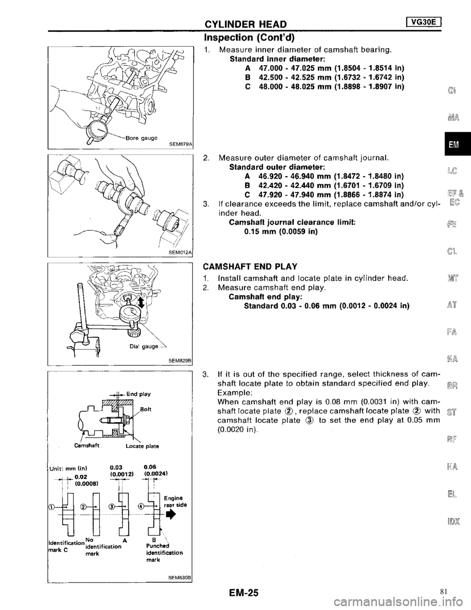 NISSAN MAXIMA 1994 A32 / 4.G Engine Mechanical Owners Manual 81 