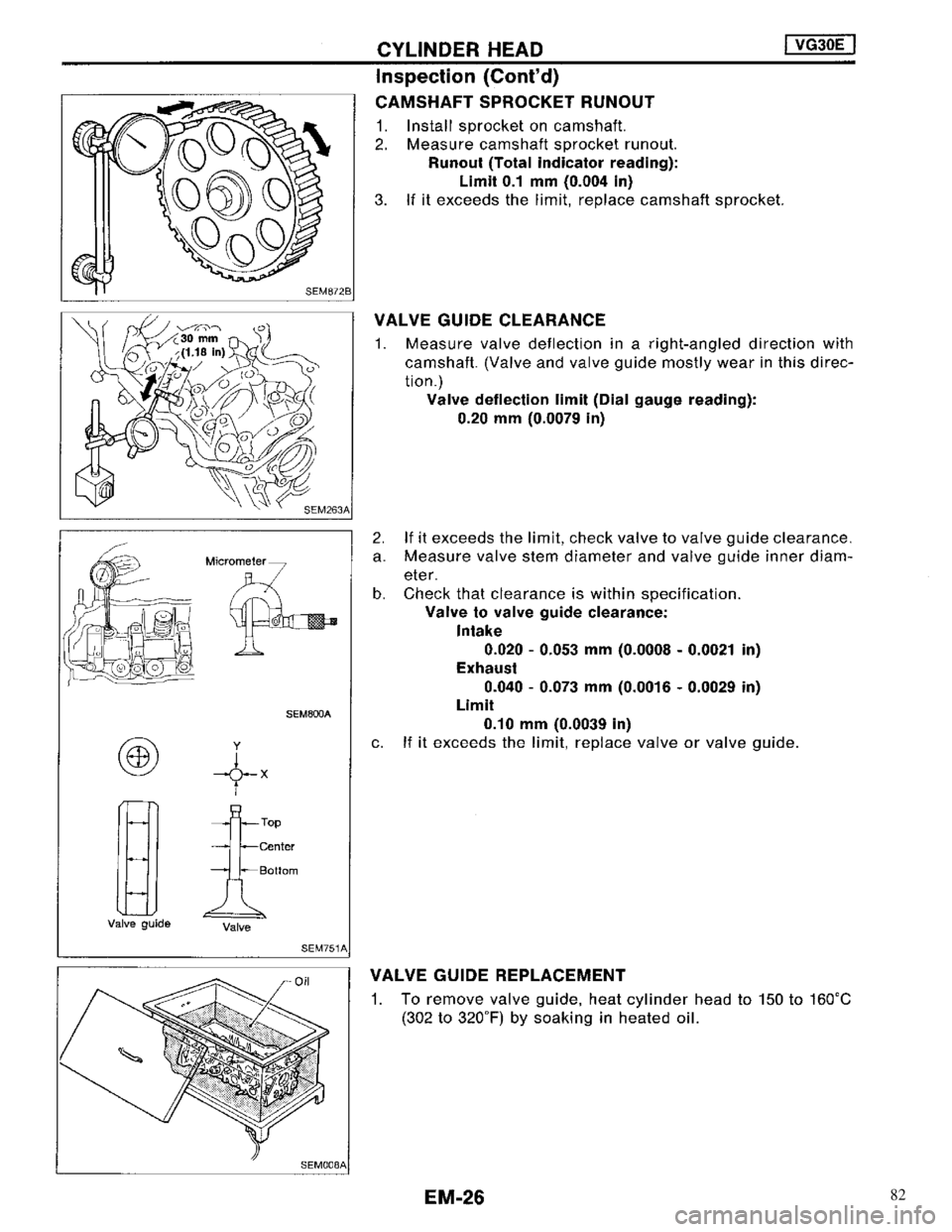 NISSAN MAXIMA 1994 A32 / 4.G Engine Mechanical Owners Manual 82 