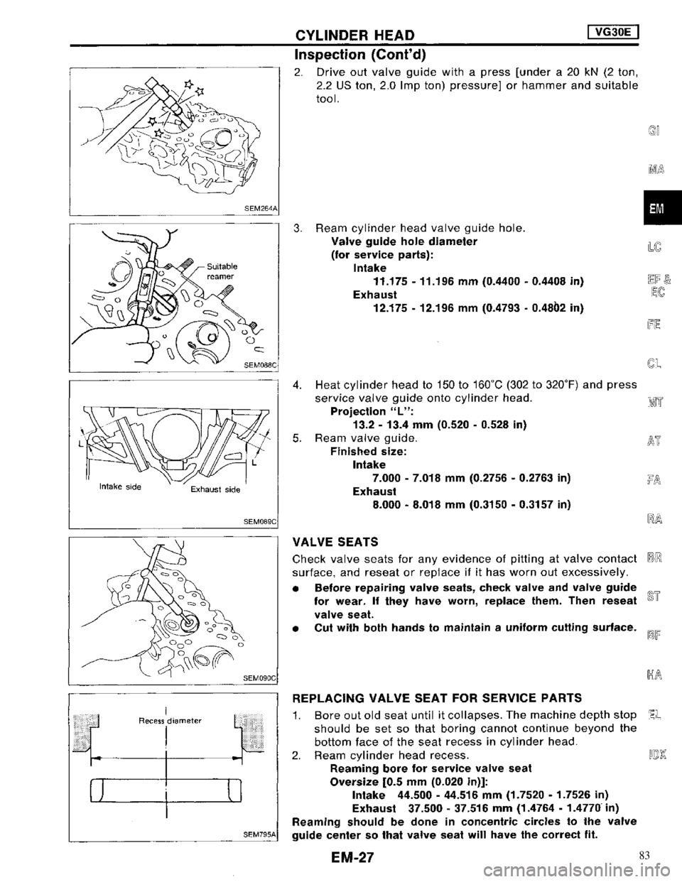 NISSAN MAXIMA 1994 A32 / 4.G Engine Mechanical Owners Manual 83 NISSAN MAXIMA 1994 A32 / 4.G Engine Mechanical Owners Manual 83