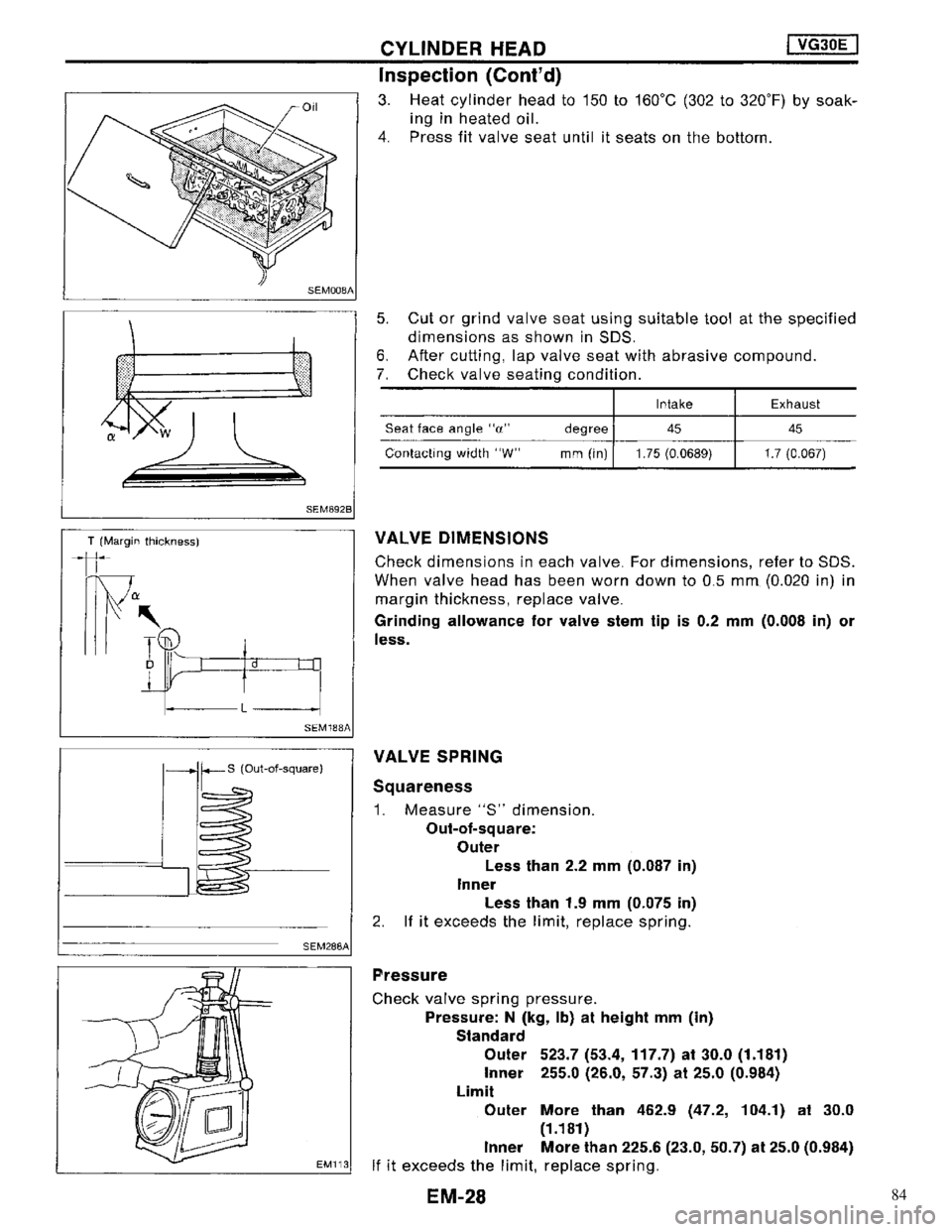 NISSAN MAXIMA 1994 A32 / 4.G Engine Mechanical Owners Manual 84 