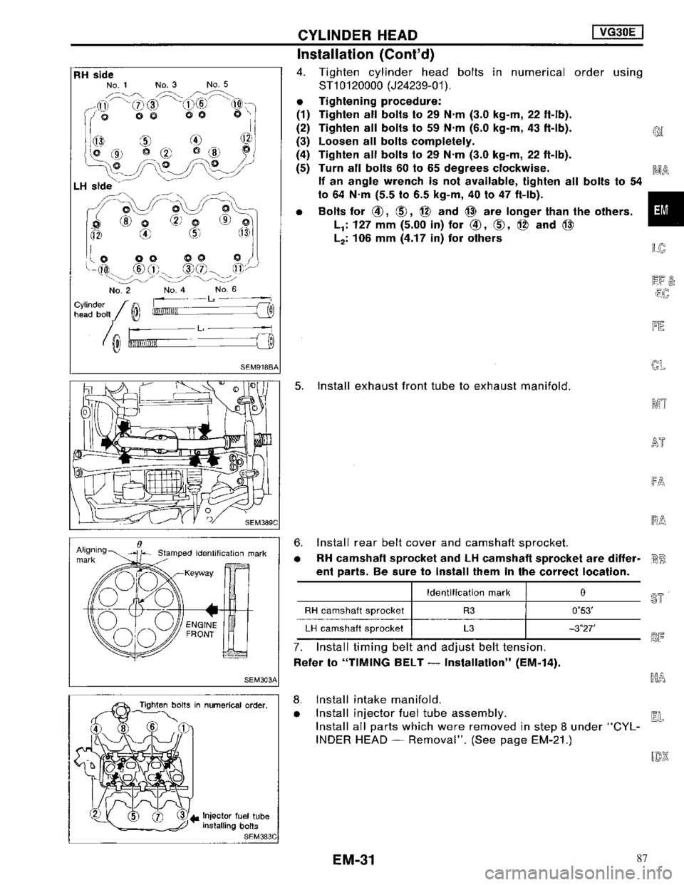 NISSAN MAXIMA 1994 A32 / 4.G Engine Mechanical Owners Guide 87 