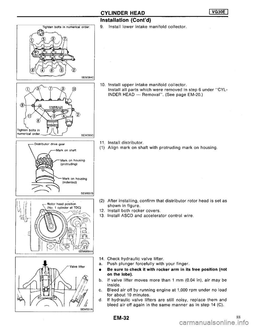 NISSAN MAXIMA 1994 A32 / 4.G Engine Mechanical Owners Guide 88 