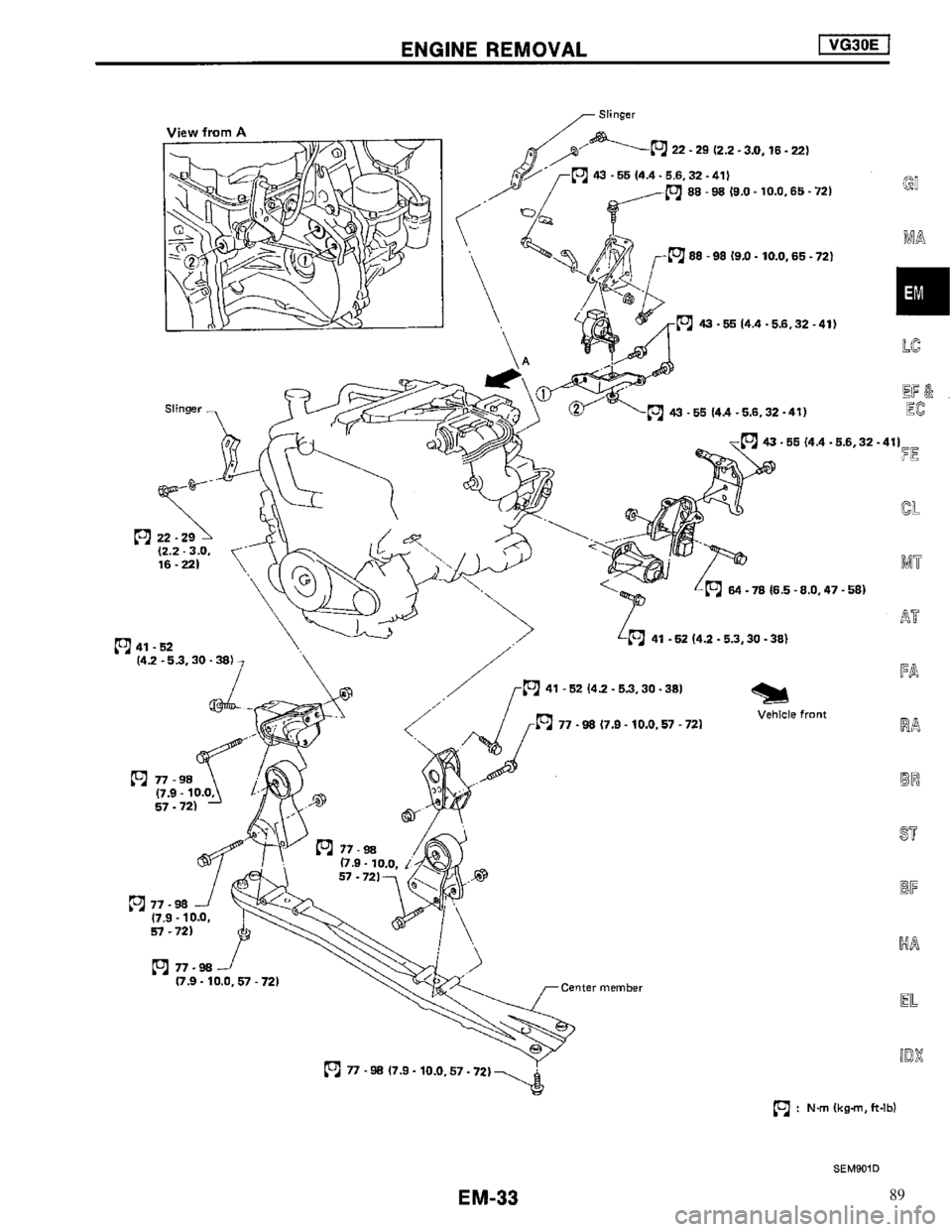 NISSAN MAXIMA 1994 A32 / 4.G Engine Mechanical Owners Guide 89 