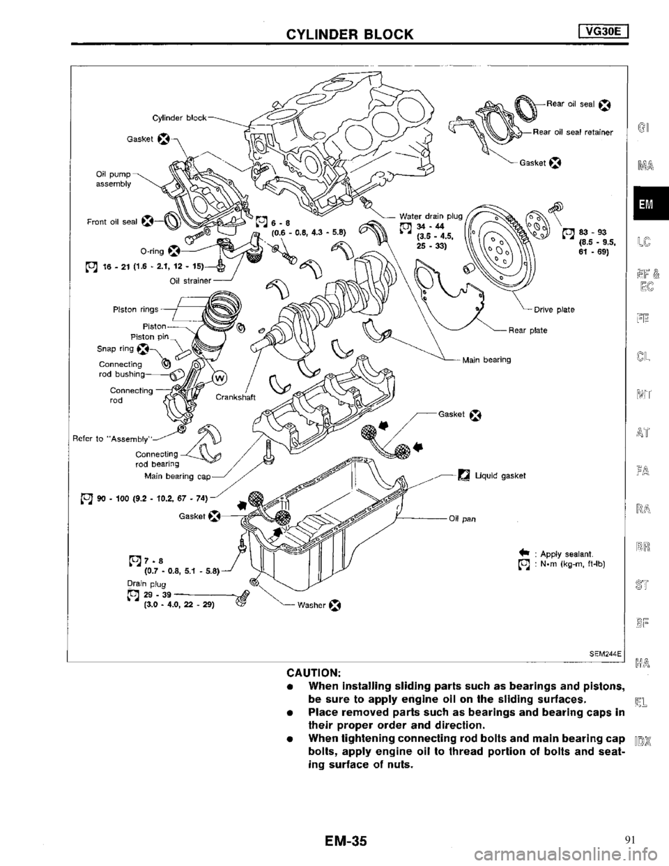 NISSAN MAXIMA 1994 A32 / 4.G Engine Mechanical Owners Guide 91 