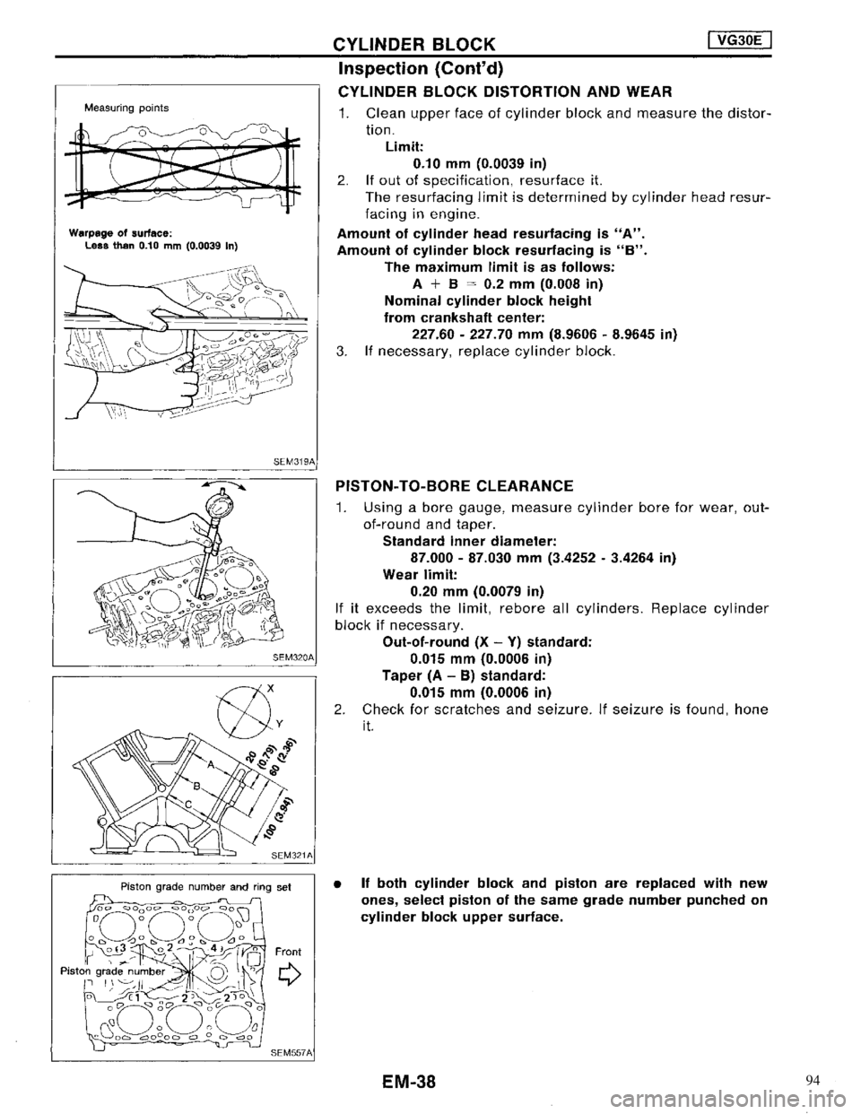 NISSAN MAXIMA 1994 A32 / 4.G Engine Mechanical Owners Guide 94 