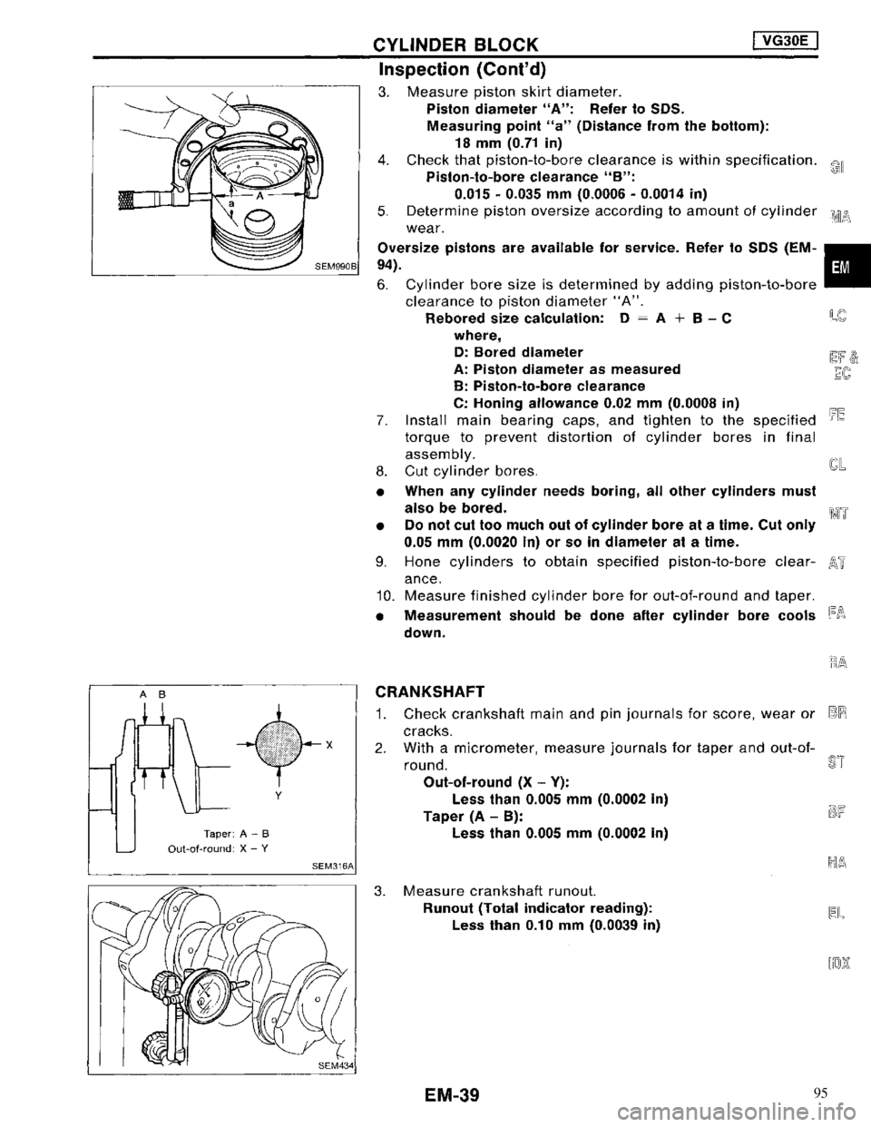 NISSAN MAXIMA 1994 A32 / 4.G Engine Mechanical Owners Guide 95 