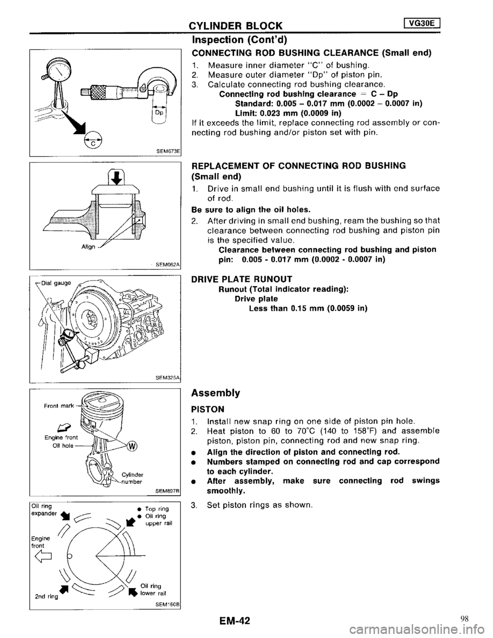 NISSAN MAXIMA 1994 A32 / 4.G Engine Mechanical Service Manual 98 NISSAN MAXIMA 1994 A32 / 4.G Engine Mechanical Service Manual 98