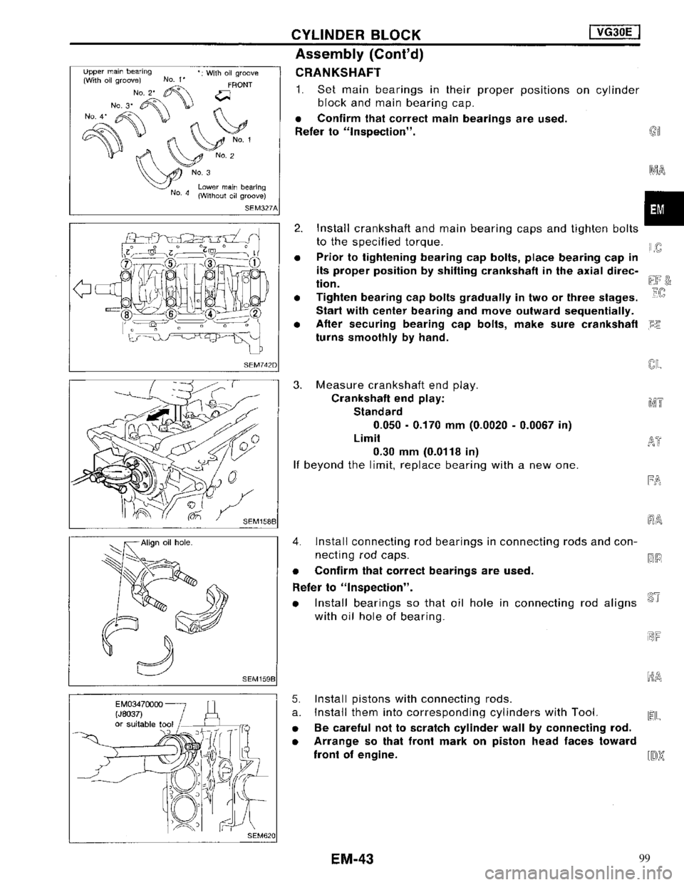 NISSAN MAXIMA 1994 A32 / 4.G Engine Mechanical Service Manual 99 