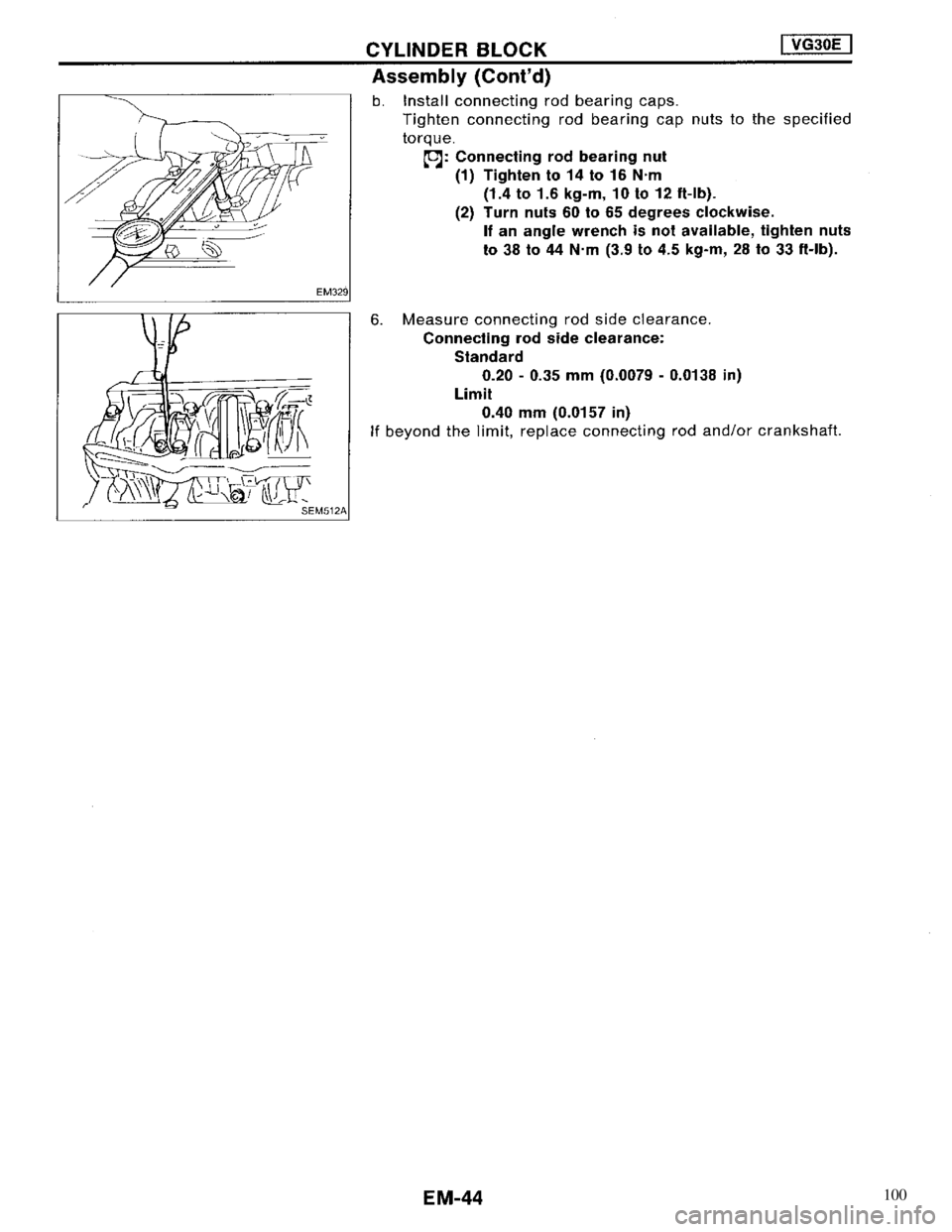 NISSAN MAXIMA 1994 A32 / 4.G Engine Mechanical Service Manual 100 