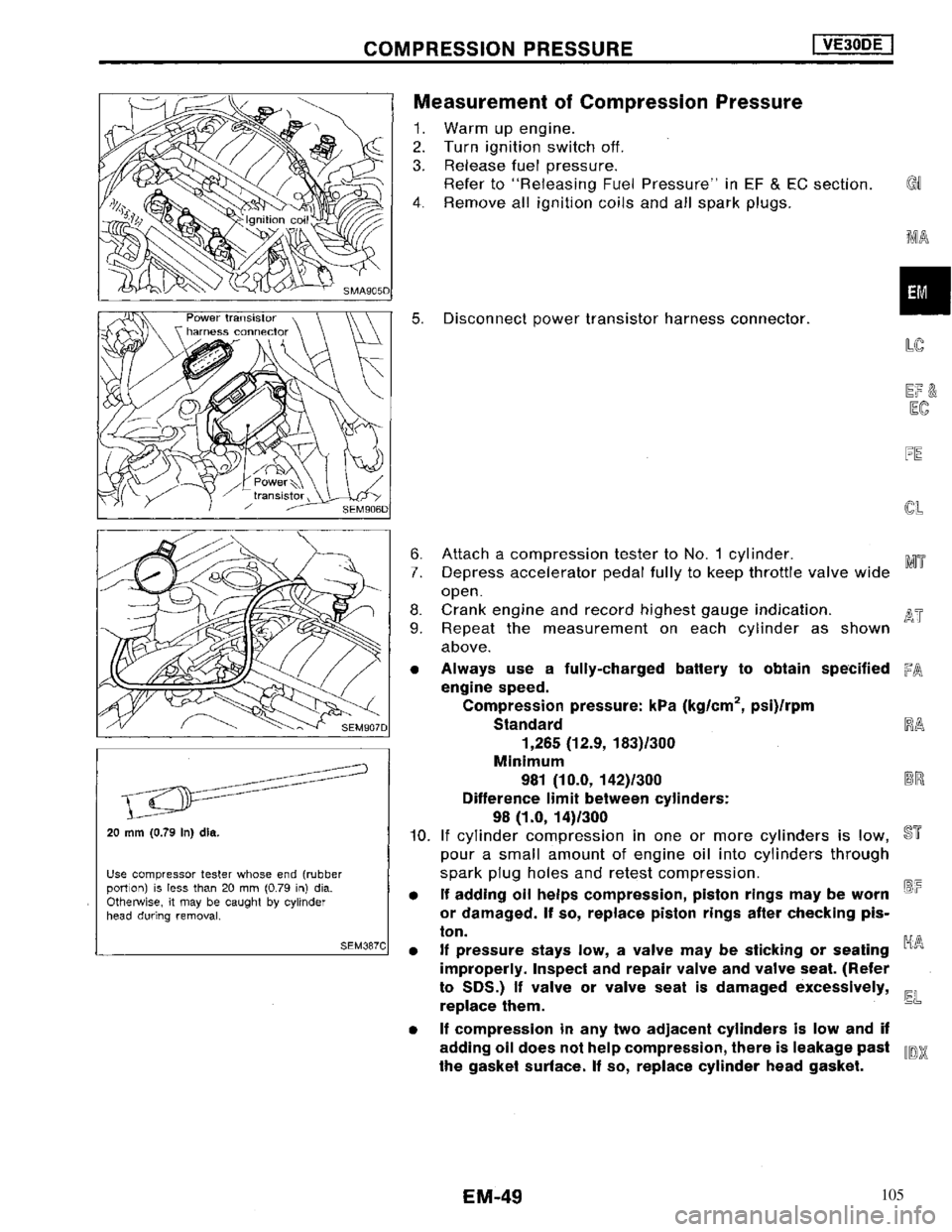 NISSAN MAXIMA 1994 A32 / 4.G Engine Mechanical Service Manual 105 