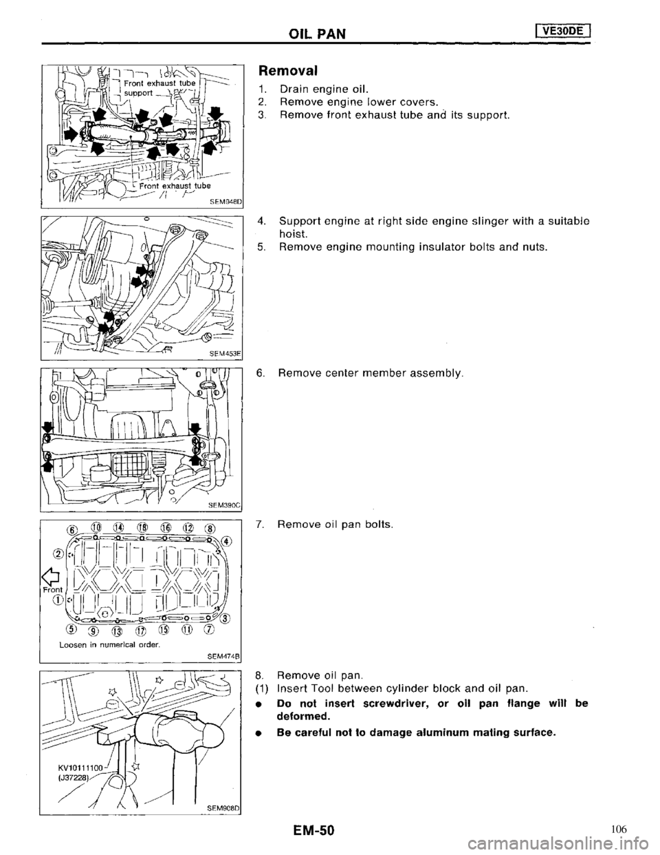 NISSAN MAXIMA 1994 A32 / 4.G Engine Mechanical Service Manual 106 