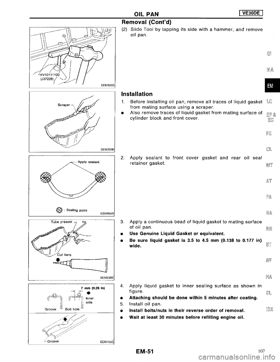 NISSAN MAXIMA 1994 A32 / 4.G Engine Mechanical Repair Manual 107 NISSAN MAXIMA 1994 A32 / 4.G Engine Mechanical Repair Manual 107