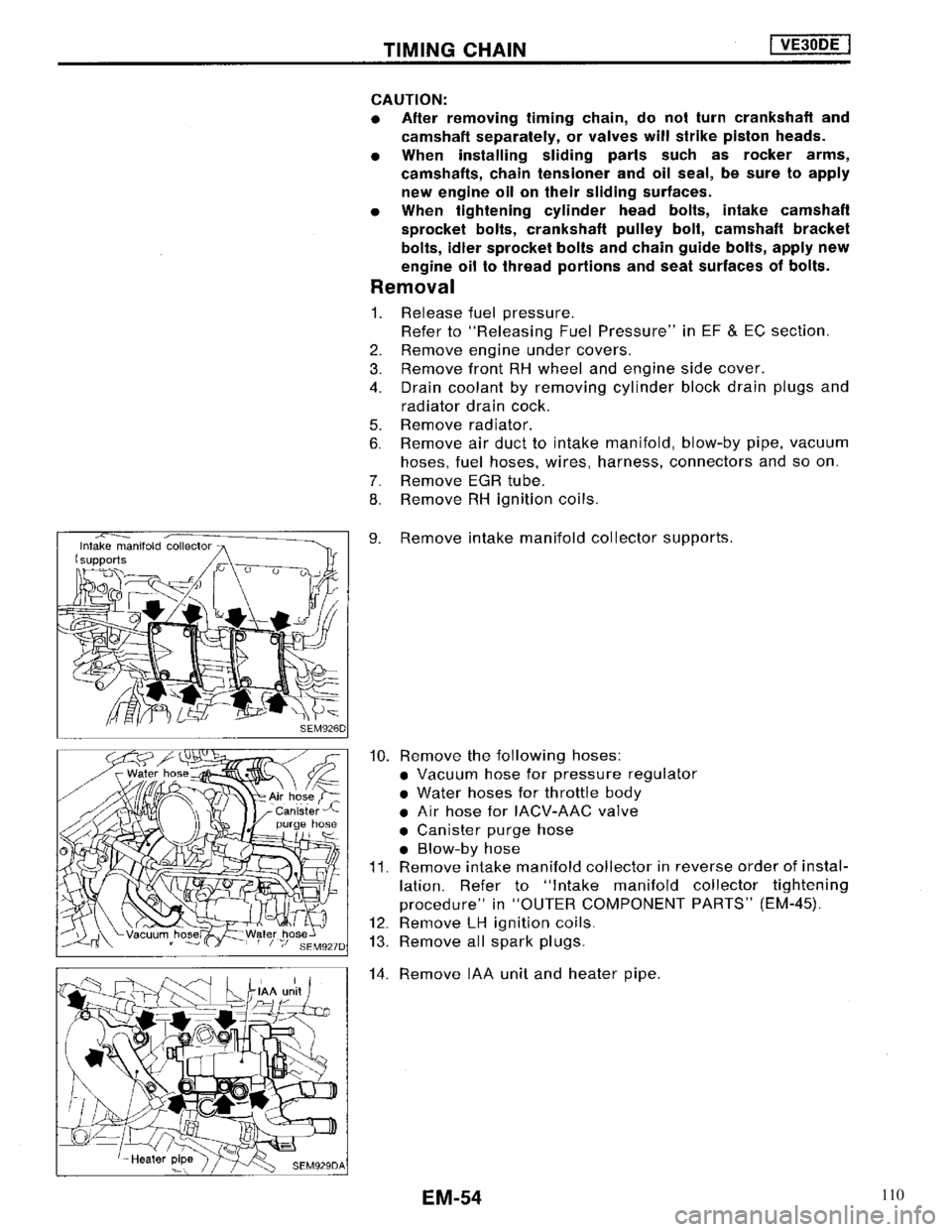 NISSAN MAXIMA 1994 A32 / 4.G Engine Mechanical Repair Manual 110 NISSAN MAXIMA 1994 A32 / 4.G Engine Mechanical Repair Manual 110