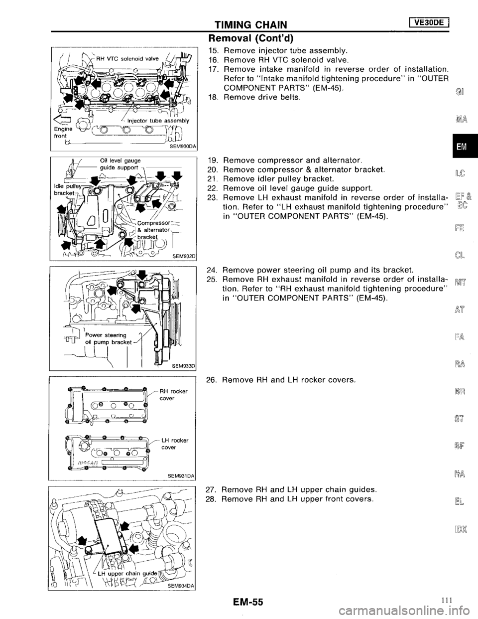 NISSAN MAXIMA 1994 A32 / 4.G Engine Mechanical Repair Manual 111 NISSAN MAXIMA 1994 A32 / 4.G Engine Mechanical Repair Manual 111