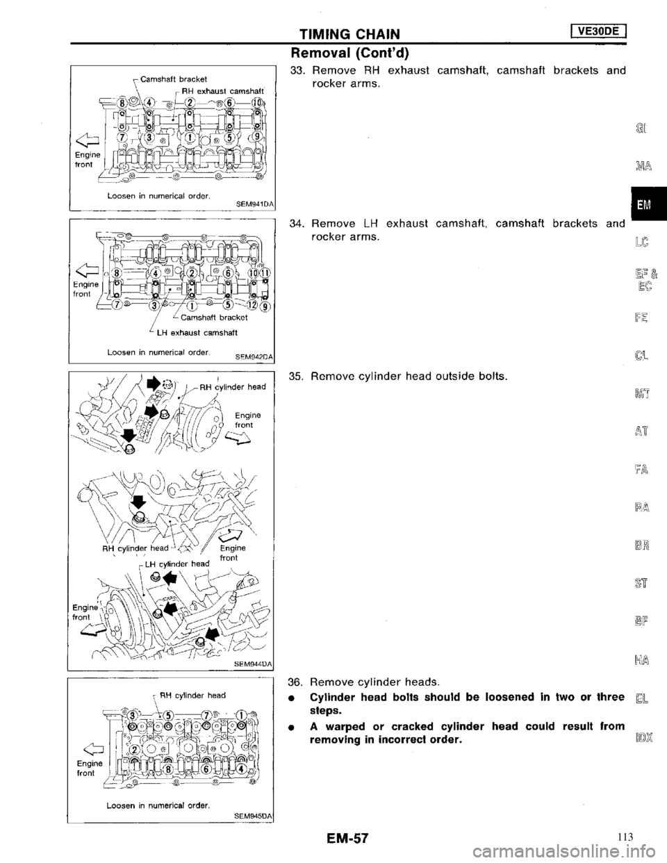 NISSAN MAXIMA 1994 A32 / 4.G Engine Mechanical Repair Manual 113 NISSAN MAXIMA 1994 A32 / 4.G Engine Mechanical Repair Manual 113