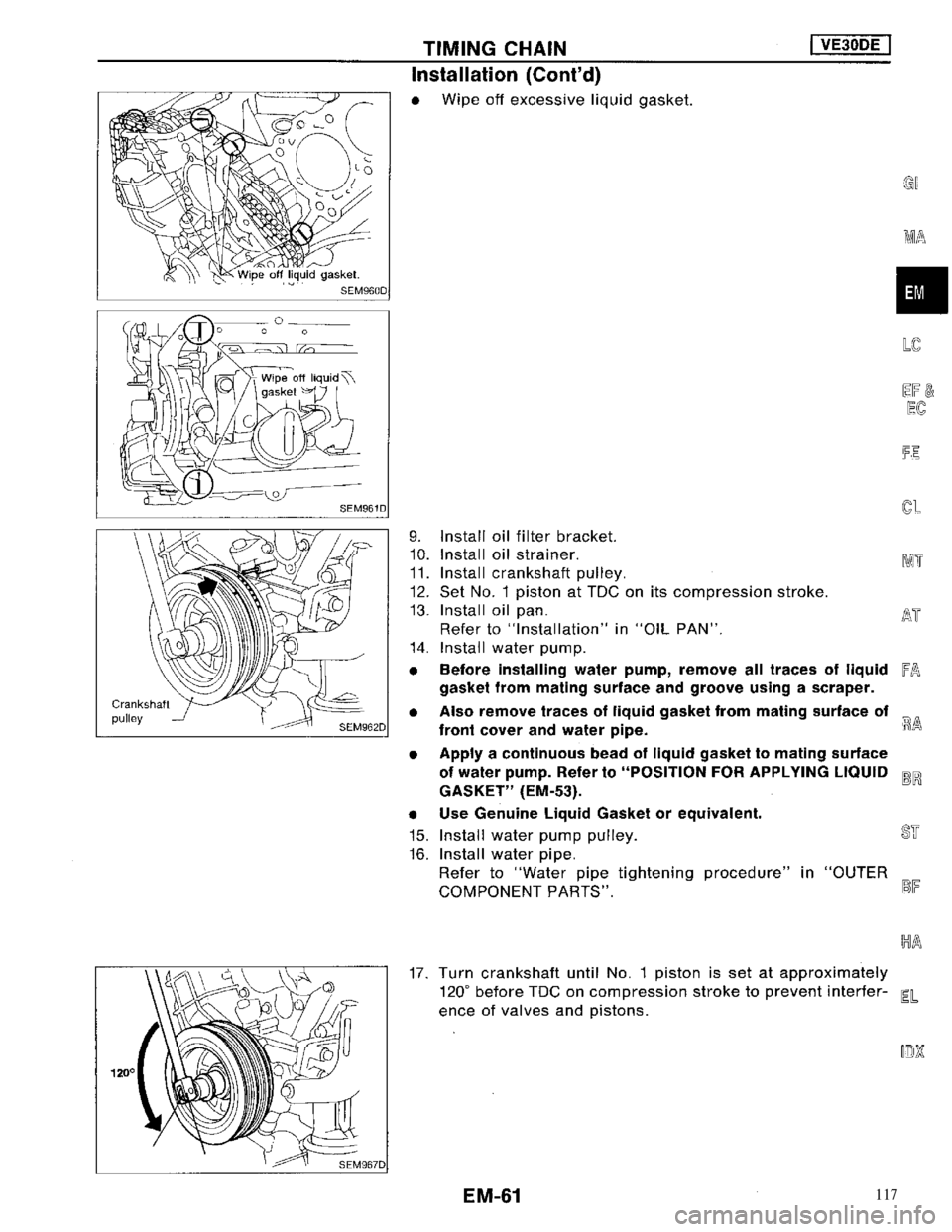 NISSAN MAXIMA 1994 A32 / 4.G Engine Mechanical Repair Manual 117 NISSAN MAXIMA 1994 A32 / 4.G Engine Mechanical Repair Manual 117