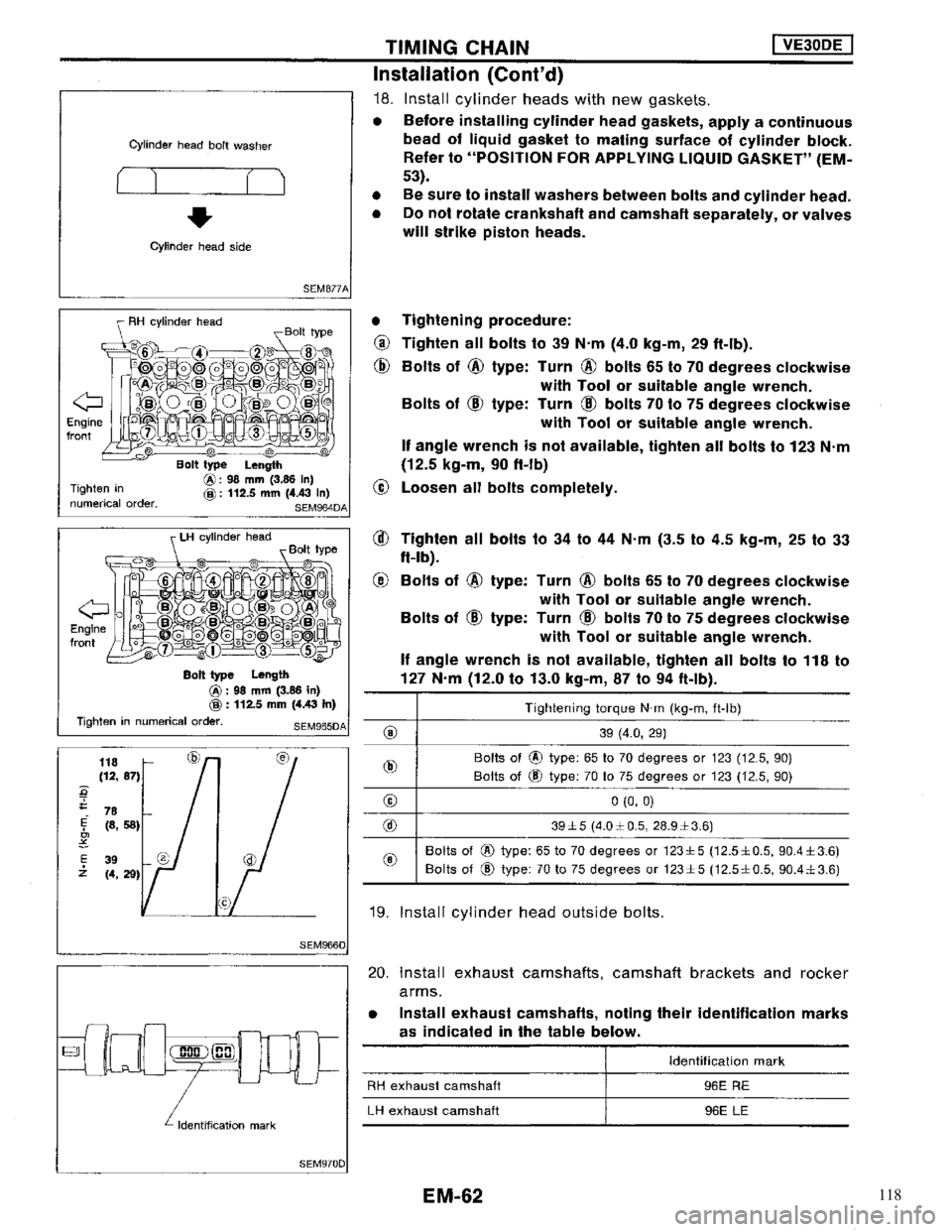 NISSAN MAXIMA 1994 A32 / 4.G Engine Mechanical Repair Manual 118 NISSAN MAXIMA 1994 A32 / 4.G Engine Mechanical Repair Manual 118