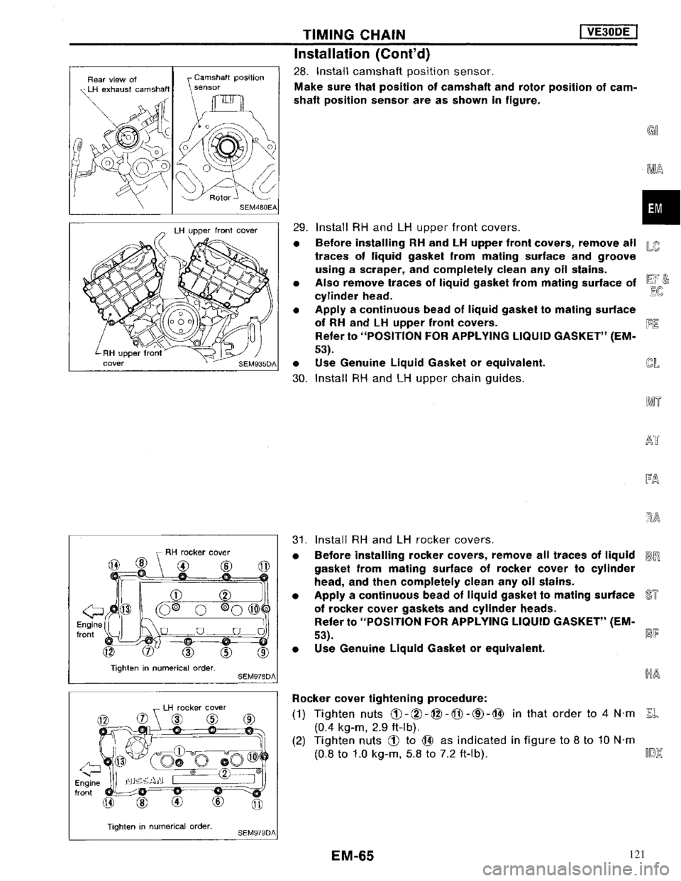 NISSAN MAXIMA 1994 A32 / 4.G Engine Mechanical Repair Manual 121 NISSAN MAXIMA 1994 A32 / 4.G Engine Mechanical Repair Manual 121