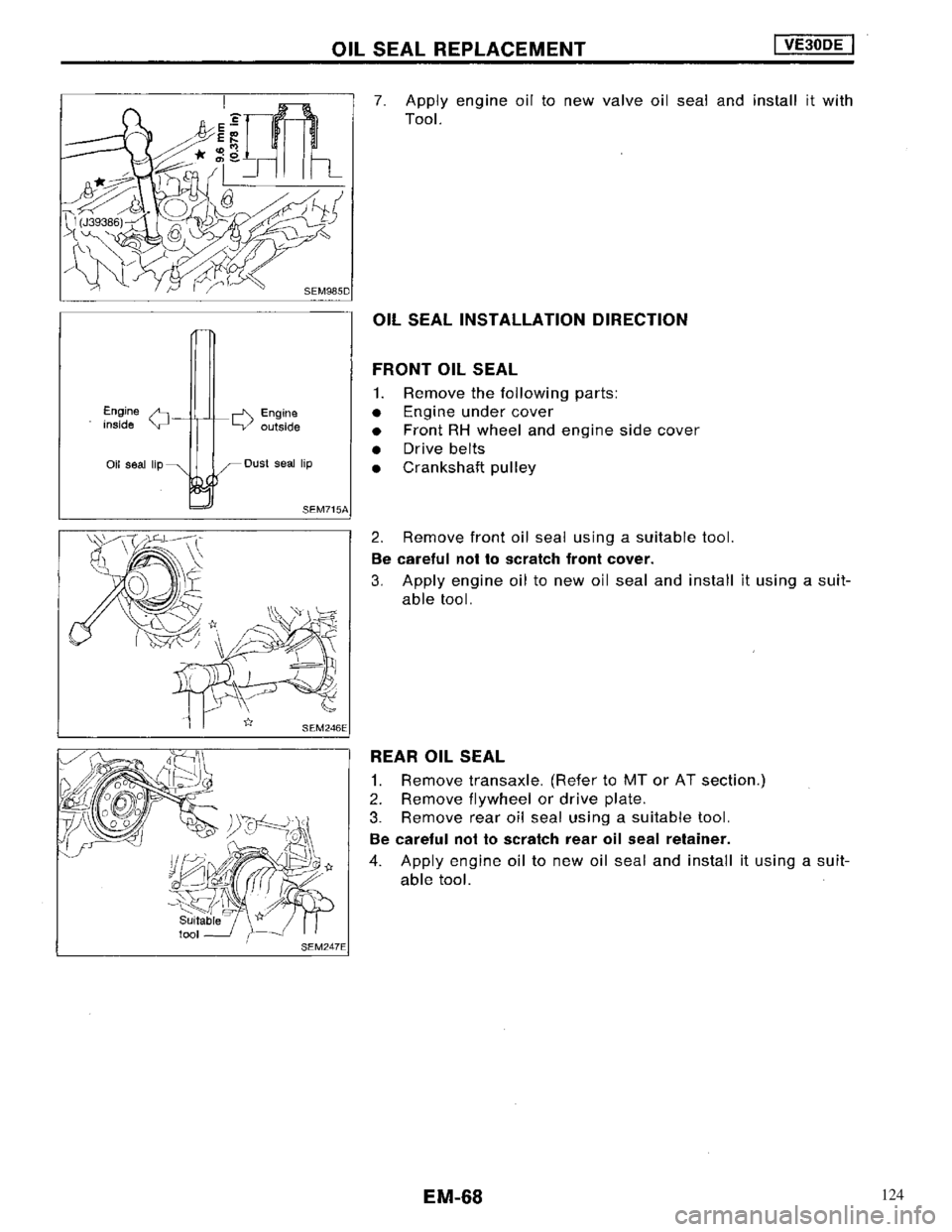 NISSAN MAXIMA 1994 A32 / 4.G Engine Mechanical Repair Manual 124 NISSAN MAXIMA 1994 A32 / 4.G Engine Mechanical Repair Manual 124