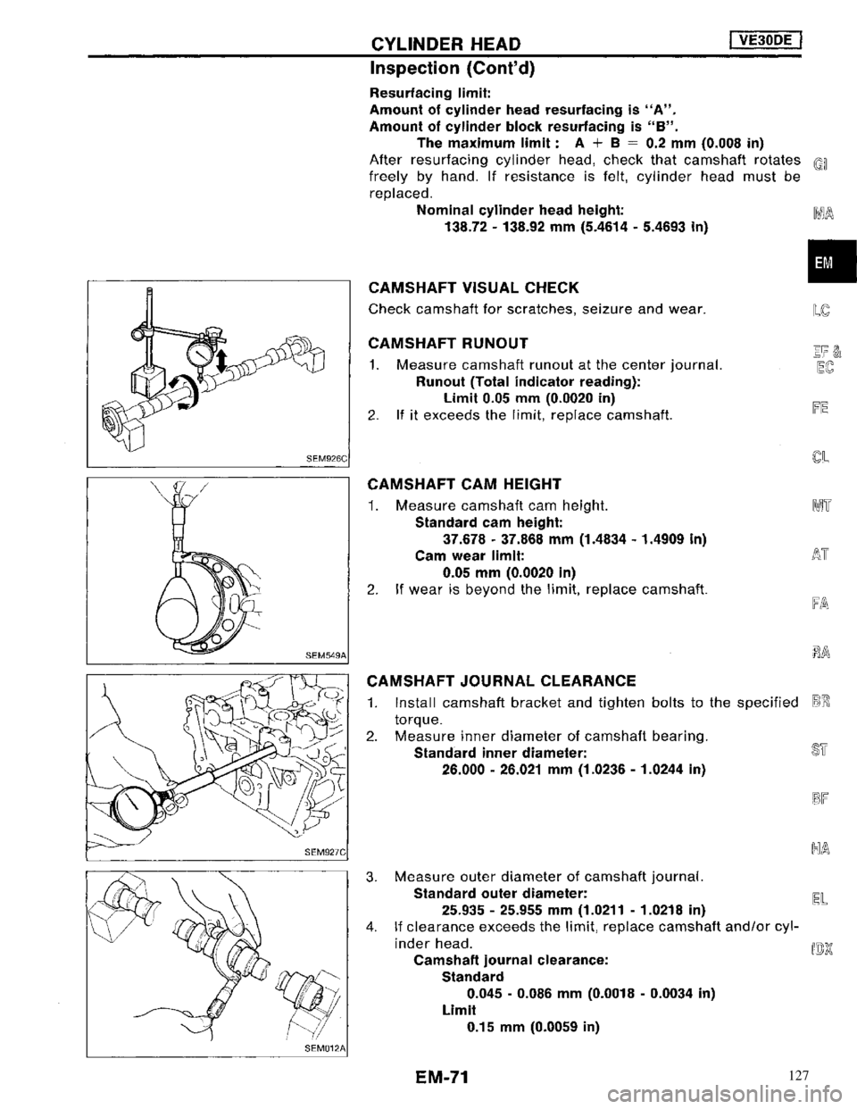 NISSAN MAXIMA 1994 A32 / 4.G Engine Mechanical Manual PDF 127 NISSAN MAXIMA 1994 A32 / 4.G Engine Mechanical Manual PDF 127