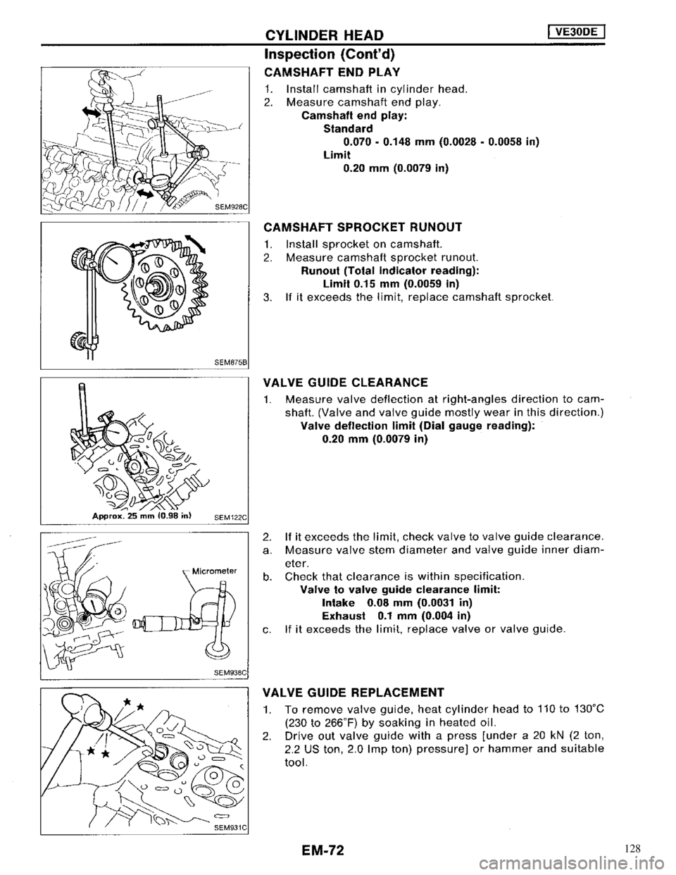 NISSAN MAXIMA 1994 A32 / 4.G Engine Mechanical Manual PDF 128 NISSAN MAXIMA 1994 A32 / 4.G Engine Mechanical Manual PDF 128