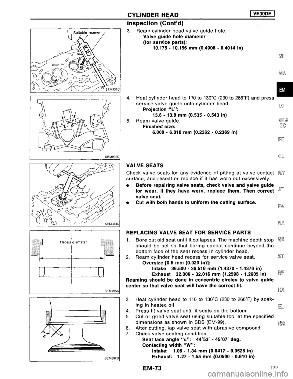 NISSAN MAXIMA 1994 A32 / 4.G Engine Mechanical Manual PDF 129 NISSAN MAXIMA 1994 A32 / 4.G Engine Mechanical Manual PDF 129