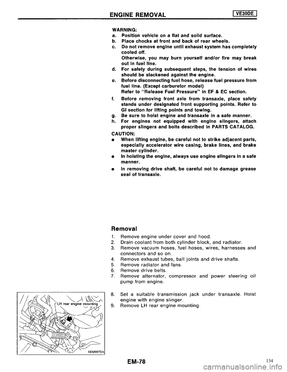 NISSAN MAXIMA 1994 A32 / 4.G Engine Mechanical Manual PDF 134 NISSAN MAXIMA 1994 A32 / 4.G Engine Mechanical Manual PDF 134