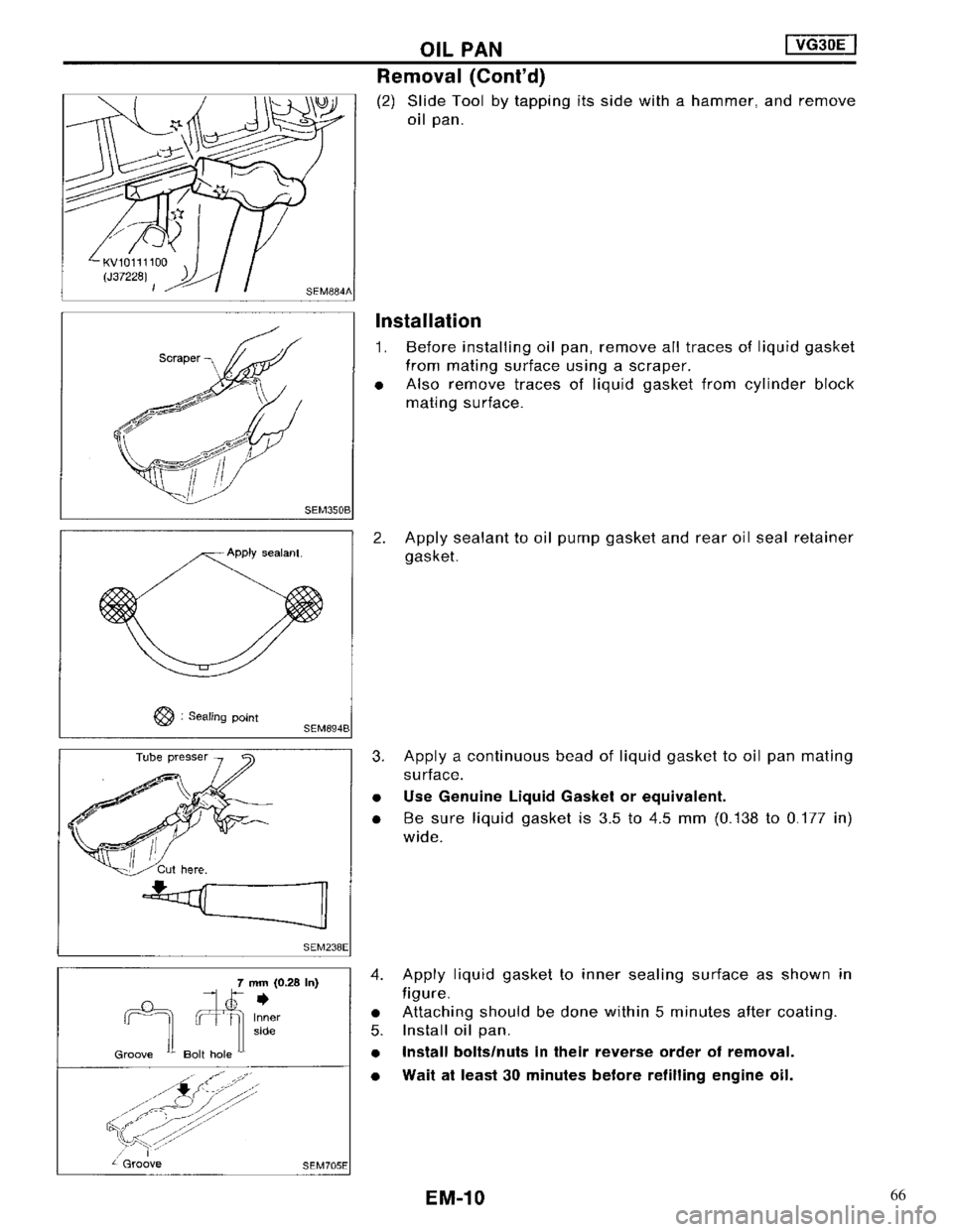 NISSAN MAXIMA 1994 A32 / 4.G Engine Mechanical Workshop Manual 66 
