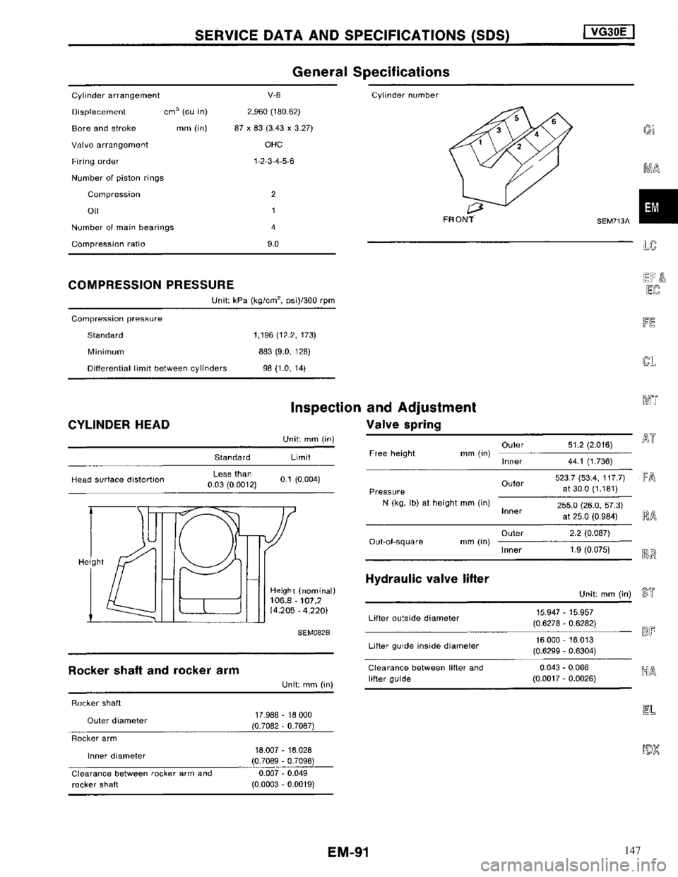 NISSAN MAXIMA 1994 A32 / 4.G Engine Mechanical Owners Manual 147 NISSAN MAXIMA 1994 A32 / 4.G Engine Mechanical Owners Manual 147
