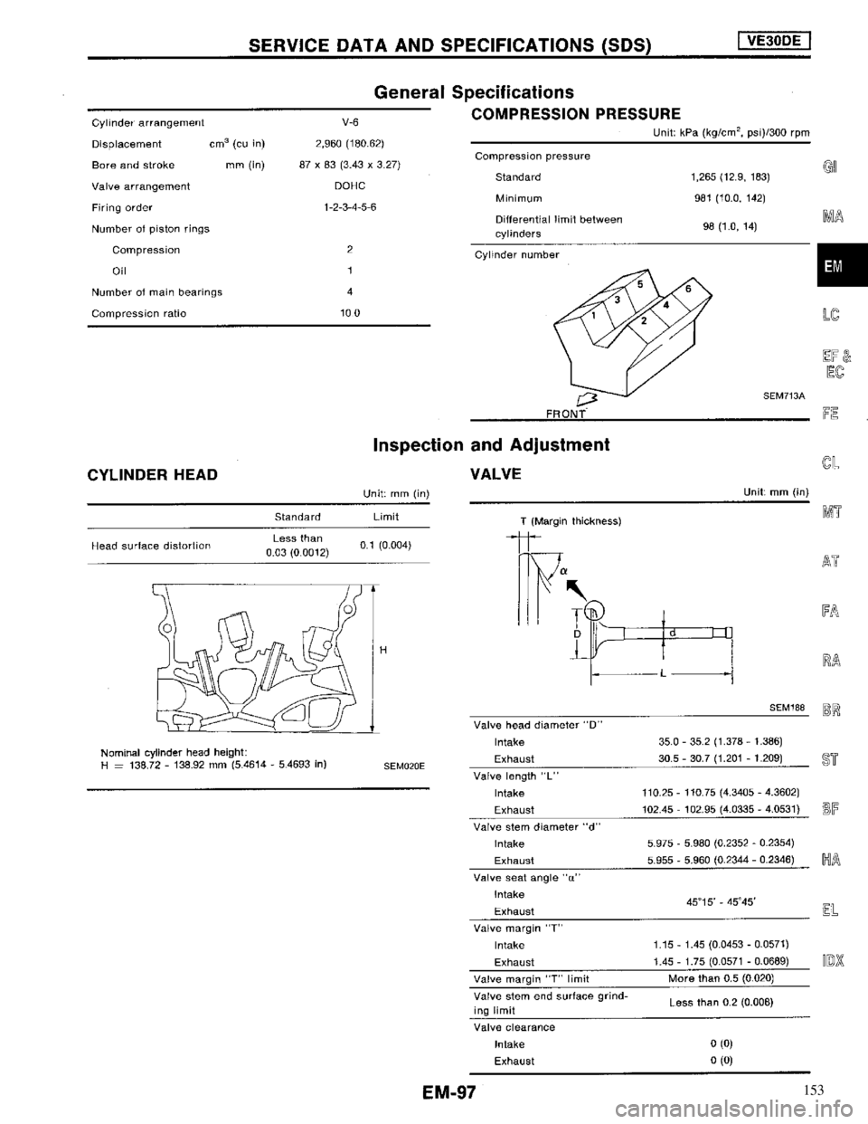 NISSAN MAXIMA 1994 A32 / 4.G Engine Mechanical Owners Manual 153 NISSAN MAXIMA 1994 A32 / 4.G Engine Mechanical Owners Manual 153