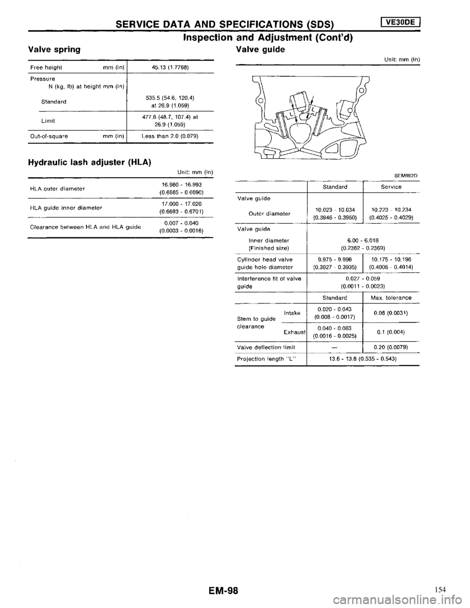 NISSAN MAXIMA 1994 A32 / 4.G Engine Mechanical Owners Manual 154 NISSAN MAXIMA 1994 A32 / 4.G Engine Mechanical Owners Manual 154
