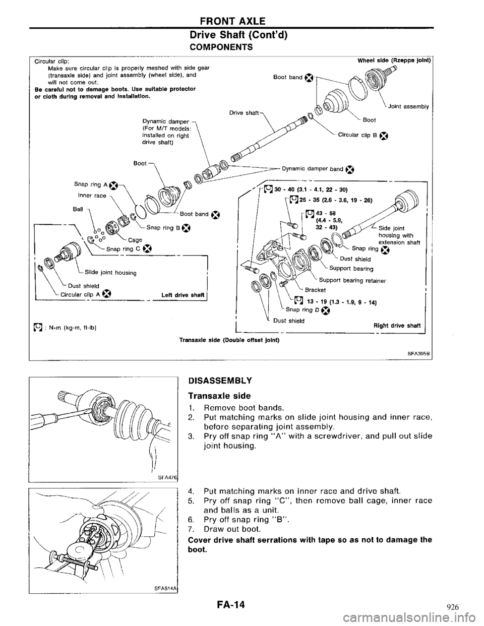 NISSAN MAXIMA 1994 A32 / 4.G Front Suspension User Guide 926 