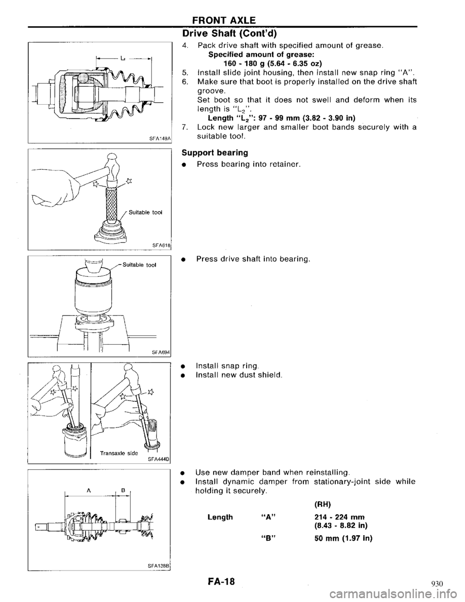 NISSAN MAXIMA 1994 A32 / 4.G Front Suspension User Guide 930 