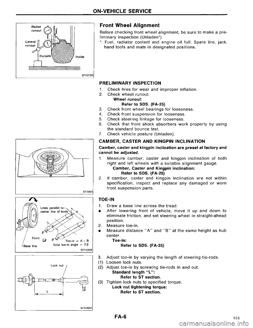 NISSAN MAXIMA 1994 A32 / 4.G Front Suspension Workshop Manual 918 