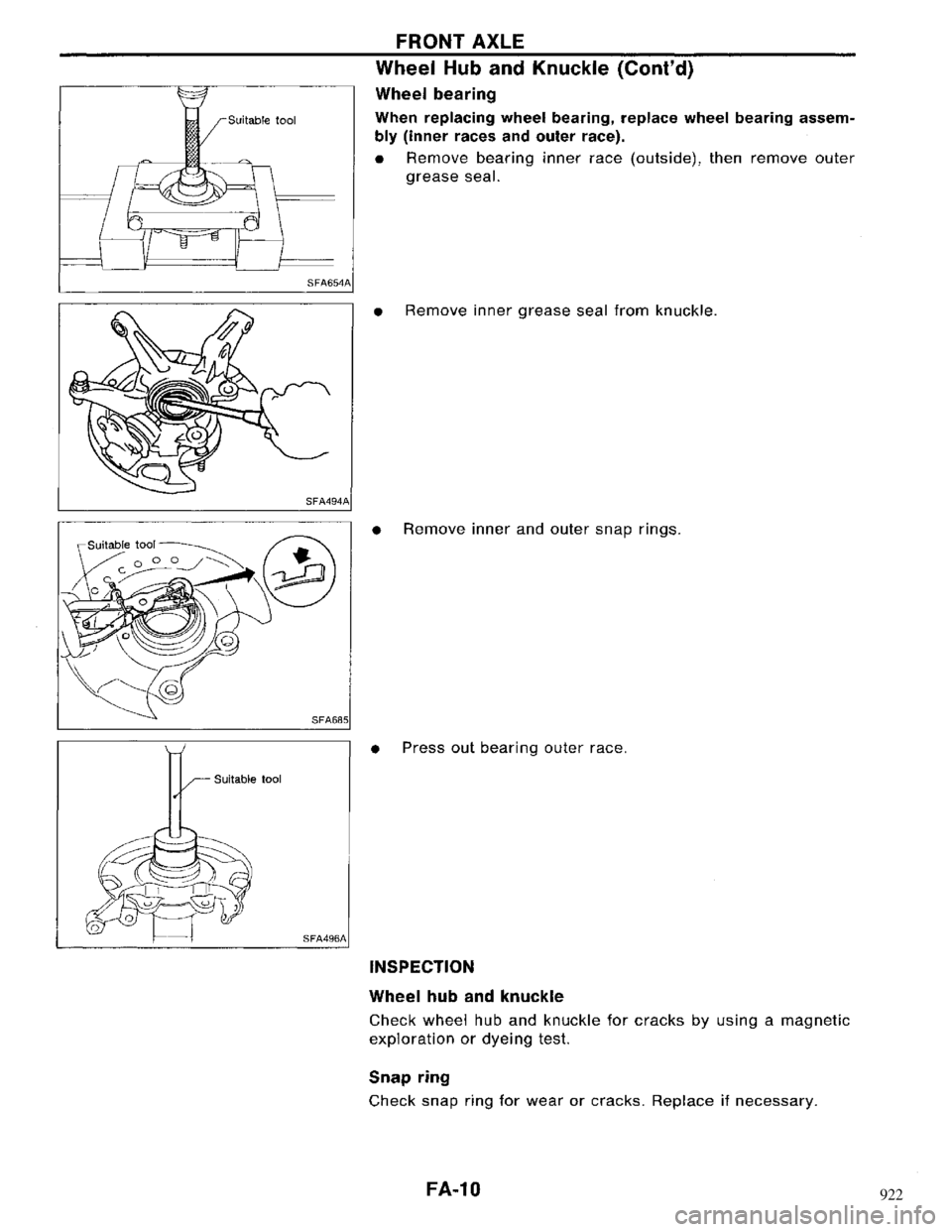 NISSAN MAXIMA 1994 A32 / 4.G Front Suspension Workshop Manual 922 
