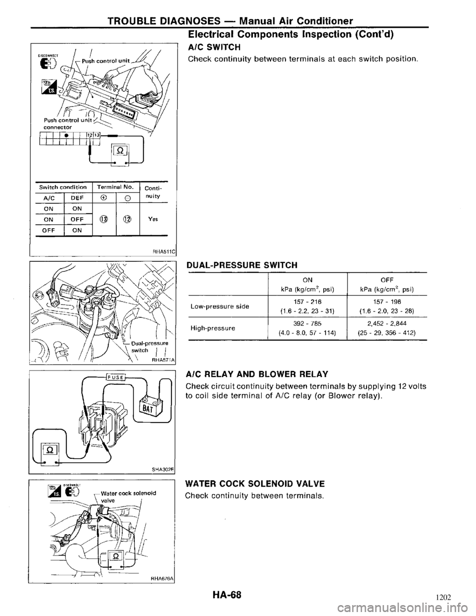 NISSAN MAXIMA 1994 A32 / 4.G Heather And Air Conditioner Repair Manual 1202 