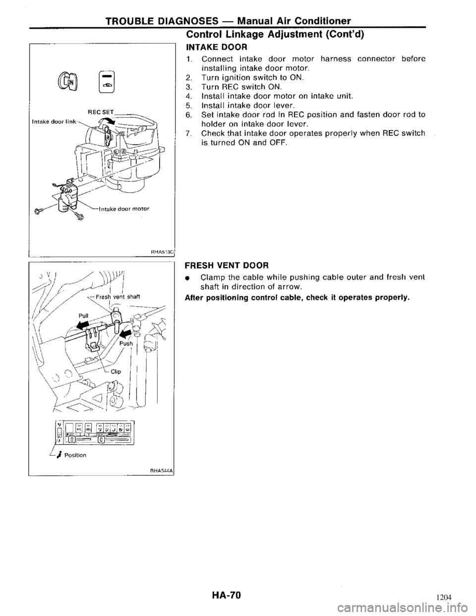 NISSAN MAXIMA 1994 A32 / 4.G Heather And Air Conditioner Repair Manual 1204 