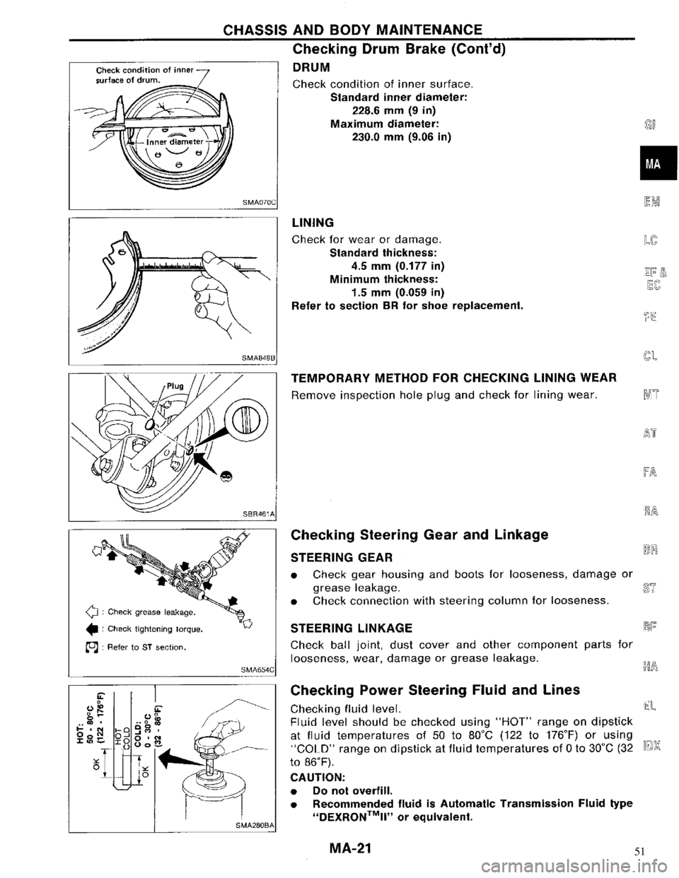 NISSAN MAXIMA 1994 A32 / 4.G Maintenance Owners Manual 51 NISSAN MAXIMA 1994 A32 / 4.G Maintenance Owners Manual 51