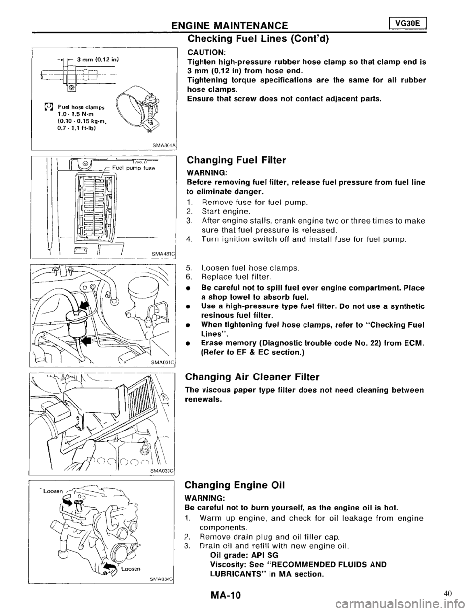 NISSAN MAXIMA 1994 A32 / 4.G Maintenance Workshop Manual 40 